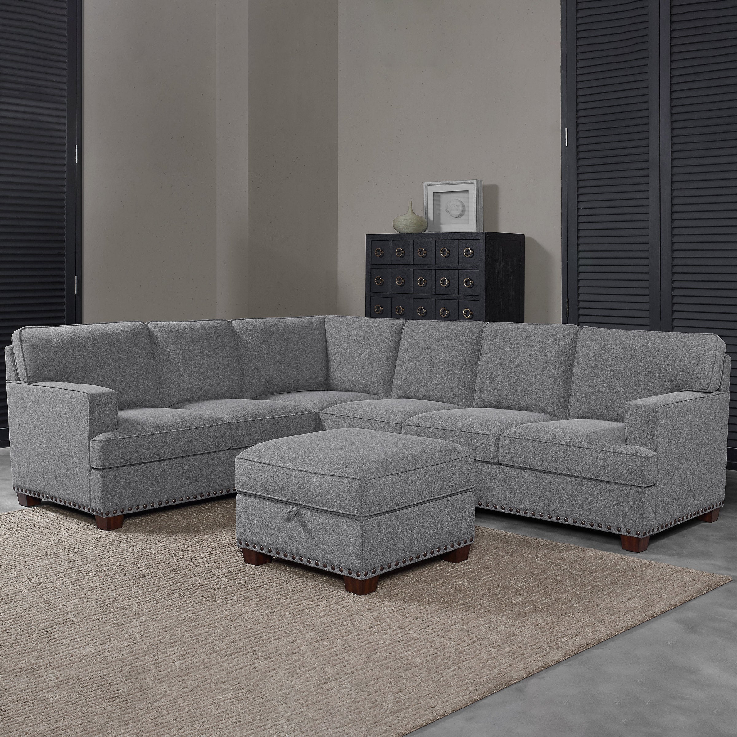 Thomasville Emilee Fabric Sectional with Storage Ottoman | Costco