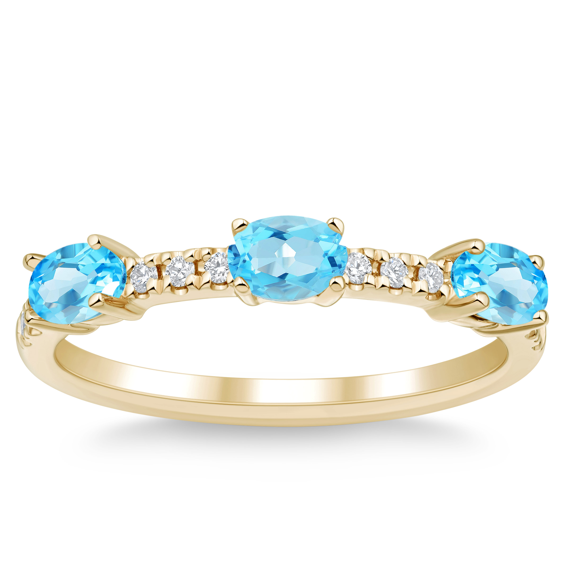 Oval Cut Blue Topaz and Diamond Ring (0.08 ctw)