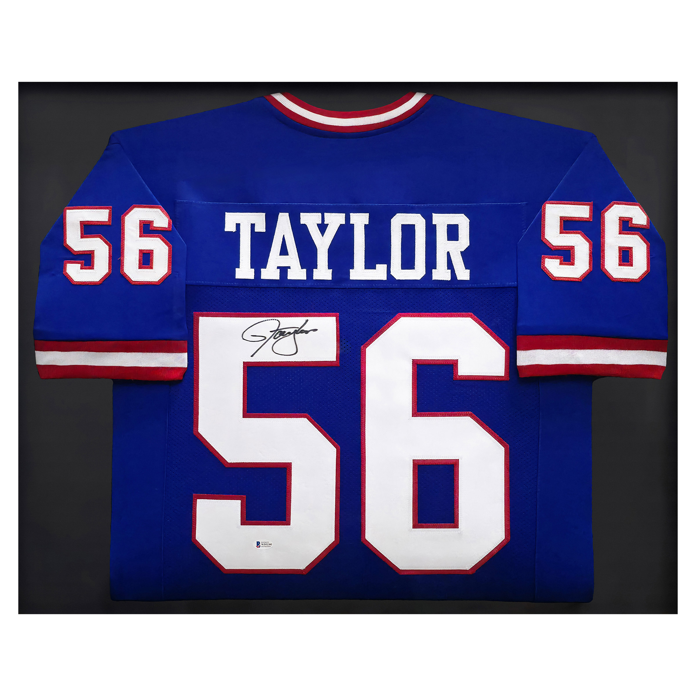 Lawrence Taylor Autographed Framed Blue New York Giants Jersey