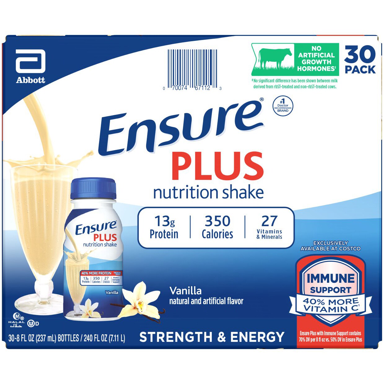 Ensure Plus Nutrition Shake, Vanilla, 8 fl oz, 30 ct