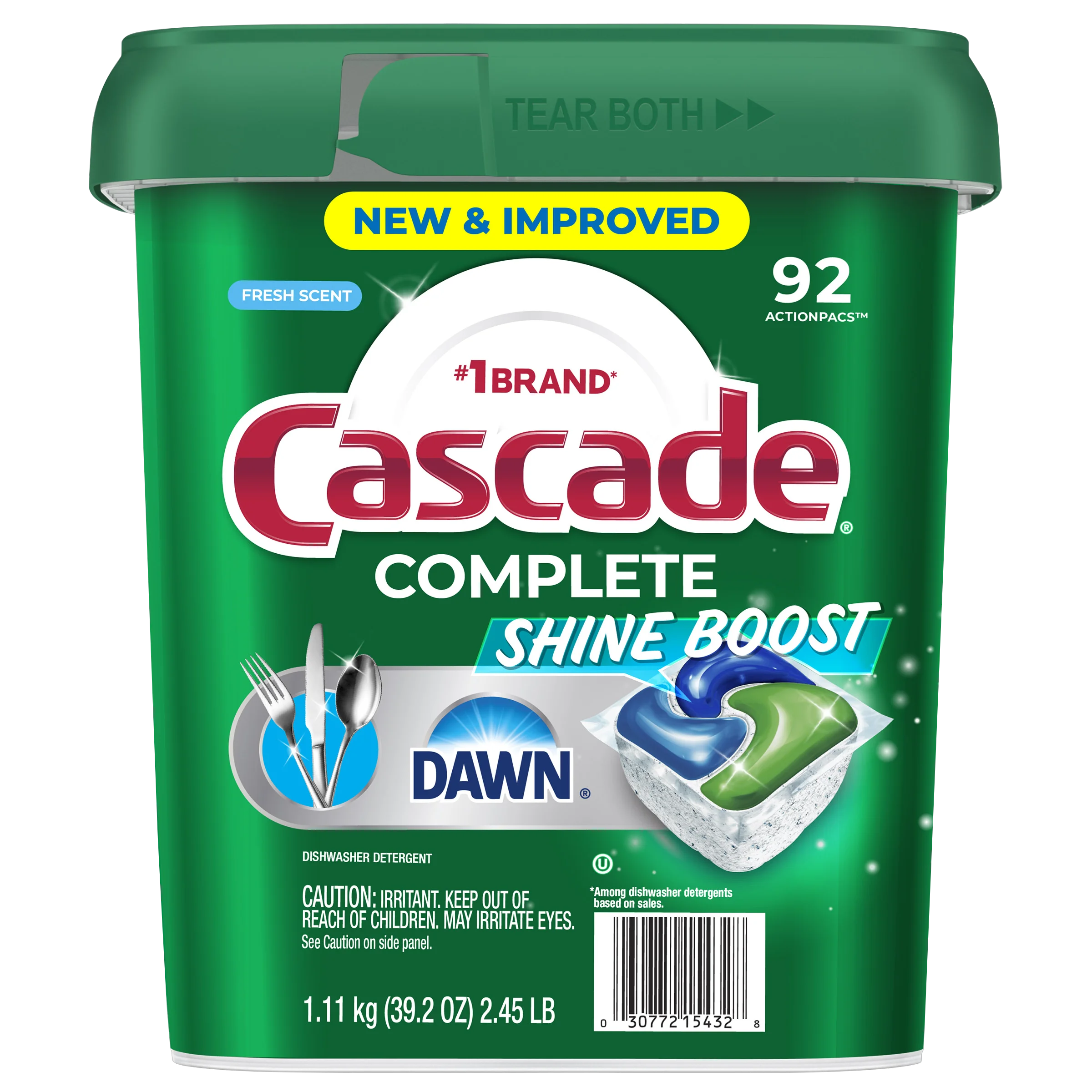Cascade Complete ActionPacs, Shine Boost with Dawn, Fresh Scent