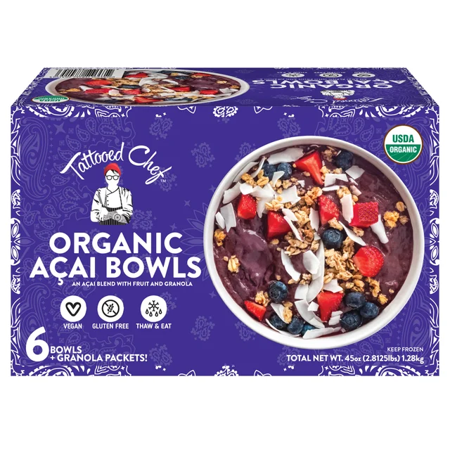 TATTOOED CHEF ORGANIC ACAI BOWLS 6 PACK 45 OUNCES
