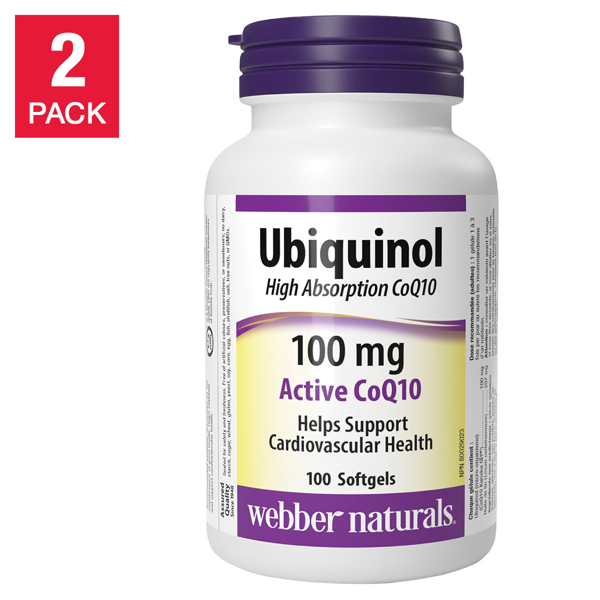 webber naturals Ubiquinol 100 mg, 2 x 100 Softgels