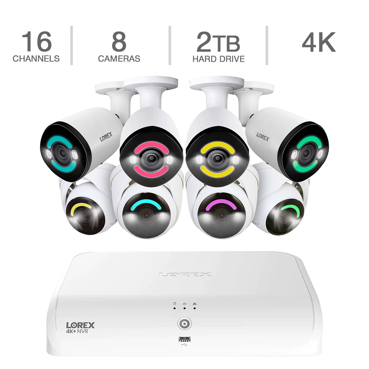 Lorex 4K+ Fusion 16-Channel Wired NVR System with 4 Bullet and 4 Dome IP Cameras