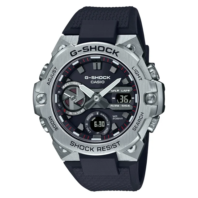 Casio G Steel Resin and Stainless Steel Black Dial Quartz Men's Watch, 49.6 mm