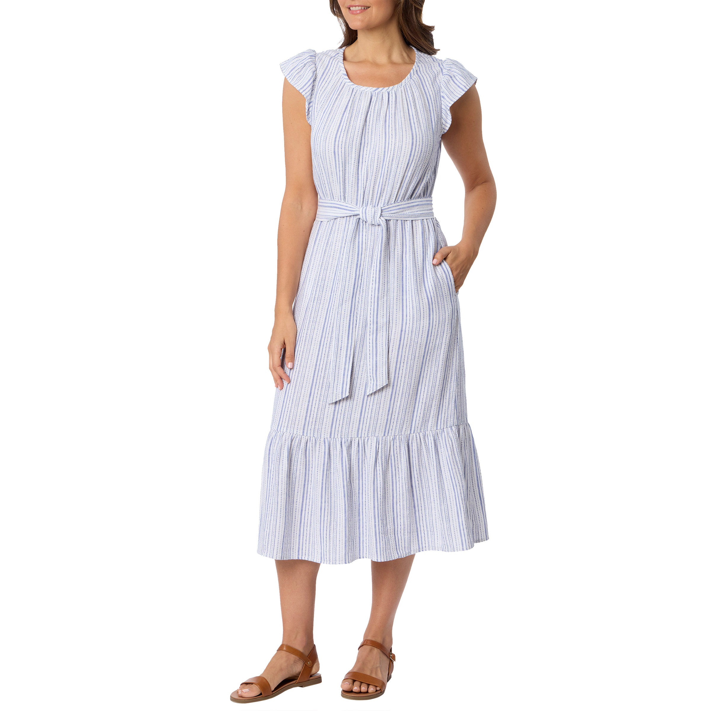 Briggs Women's Linen Blend Tiered Dress
