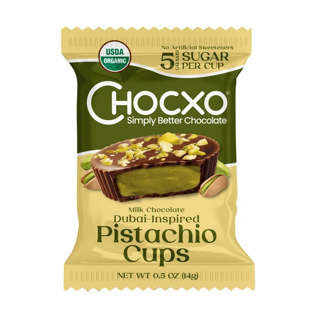 CHOCXO ORGANIC MILK CHOCOLATE PISTACHIO CUPS 14.8 OUNCES