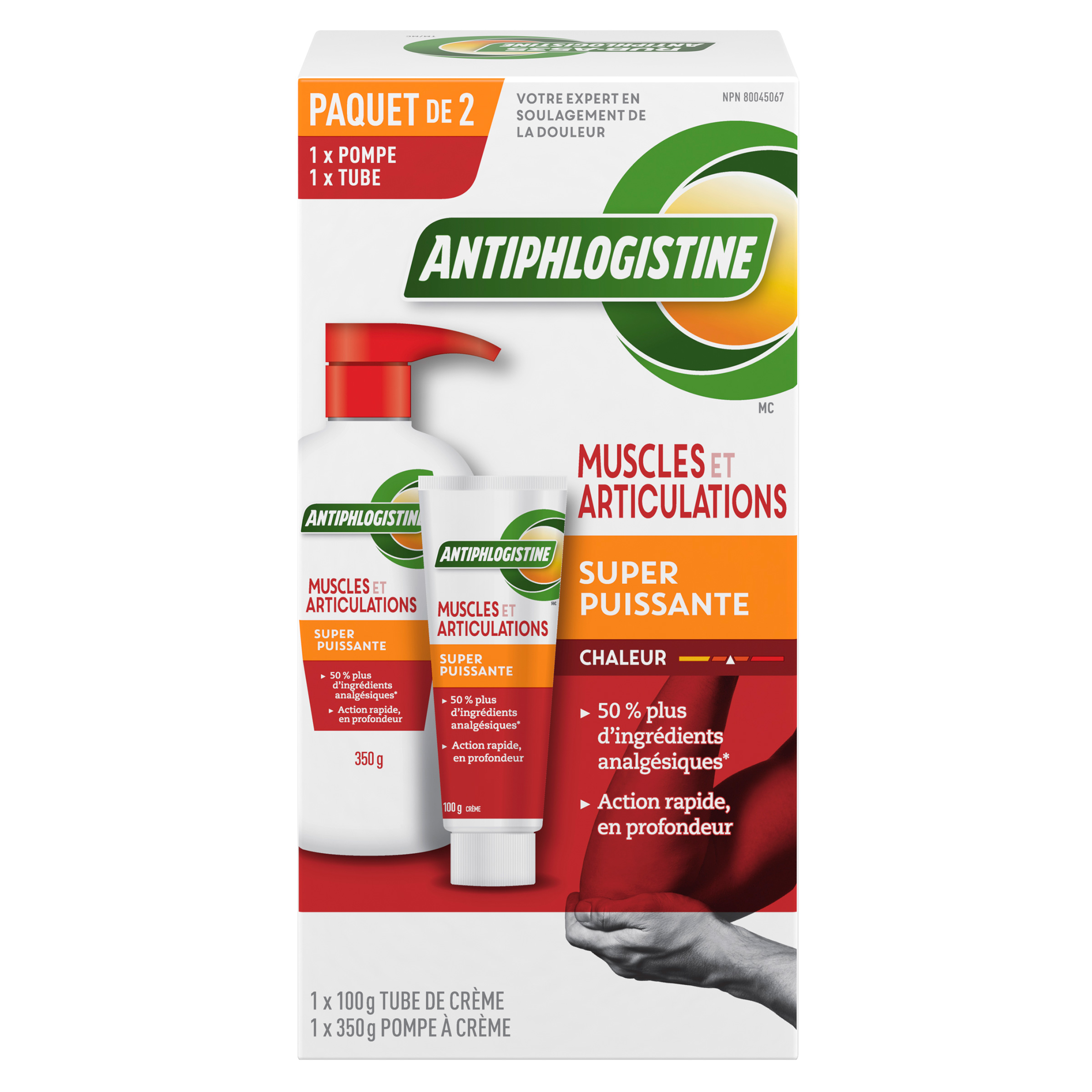 Rub A535 - Antiphlogistine Muscles et Articulation Super Puissante, Crème Chauffante, 350 g + 100 g