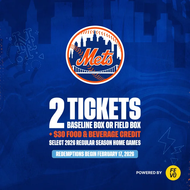 New York Mets - Two Baseline or Field Box Tickets + $30 Food & Beverage Credit, eVoucher