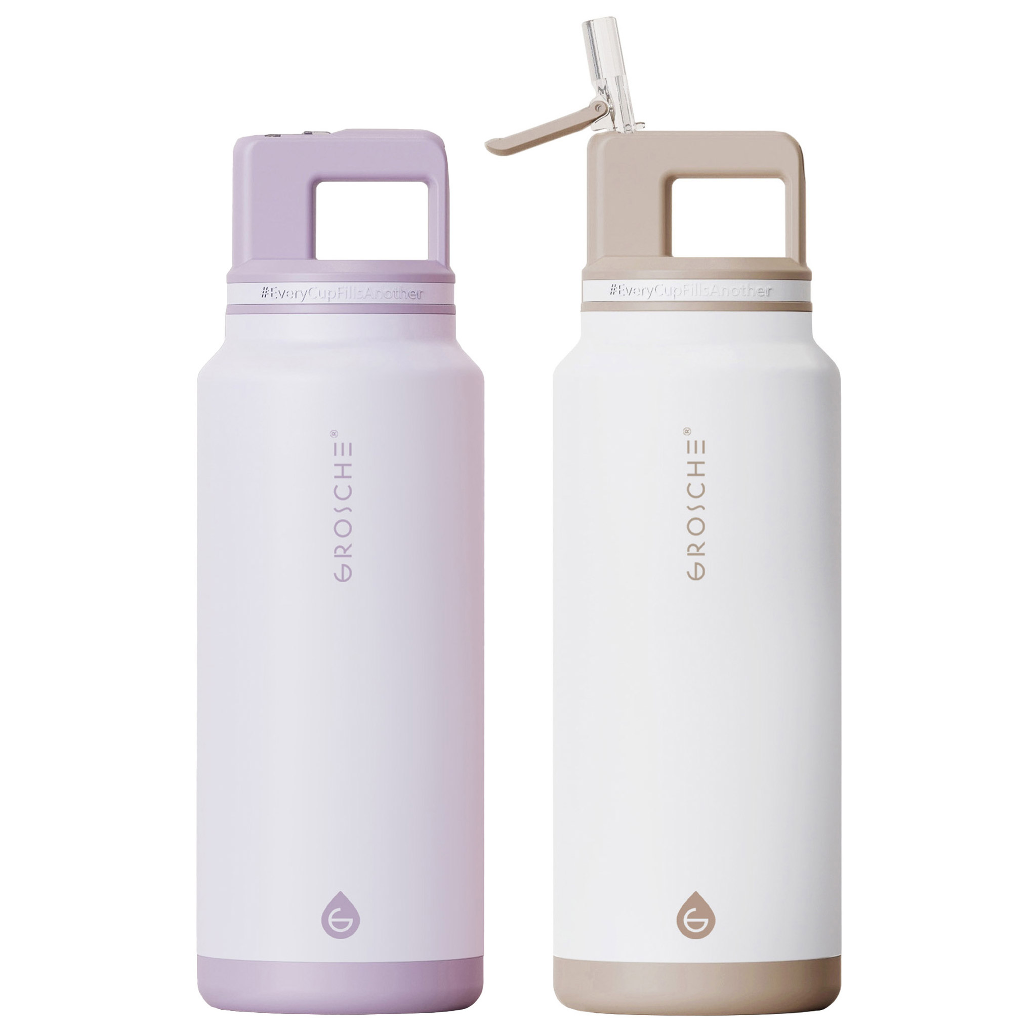 Grosche Alpine 1.2L (40 oz) Stainless Steel Water Bottle, 2 Pack