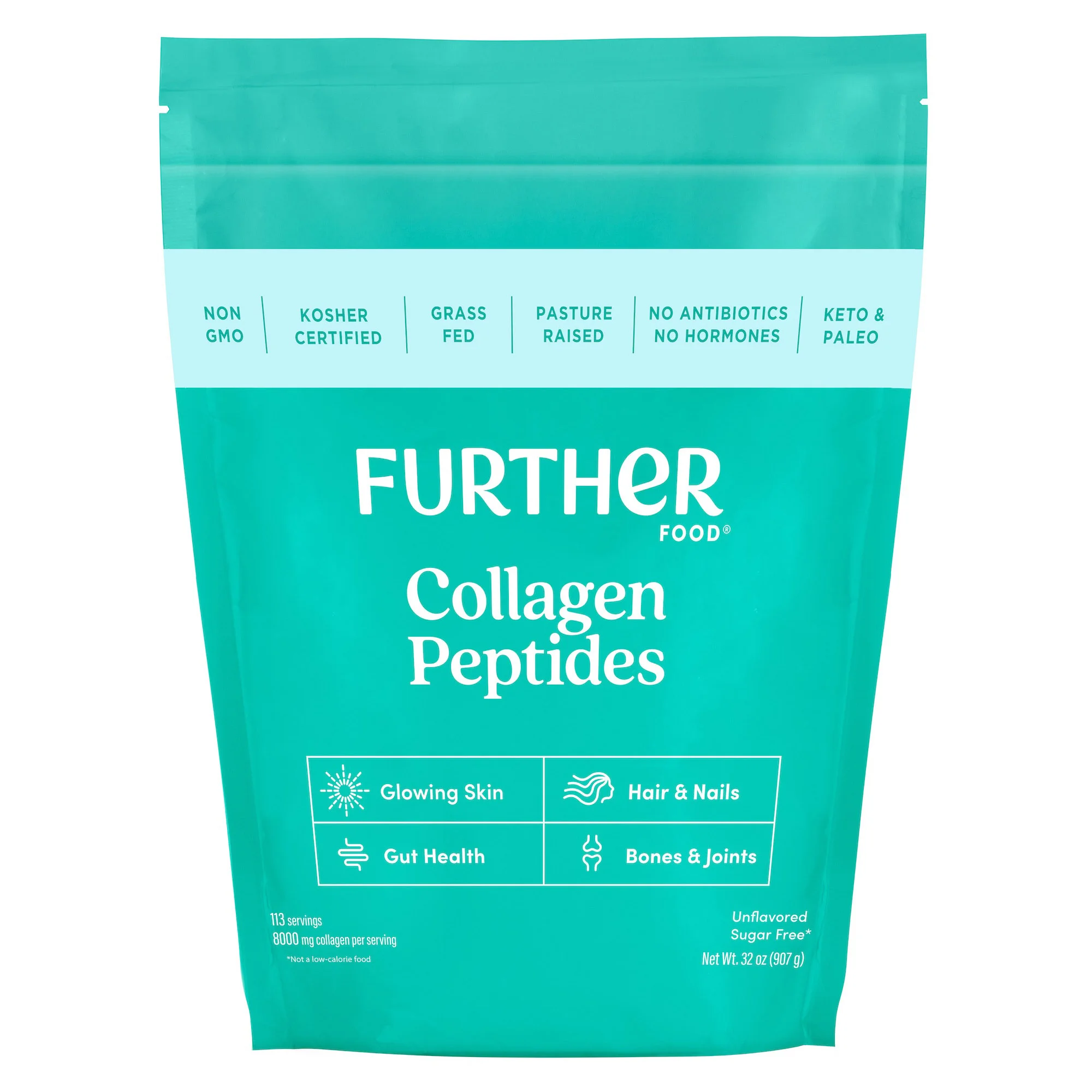 Further Food Grass-Fed Collagen Peptides Powder, Unflavored, 32.0 oz, 113 Servings