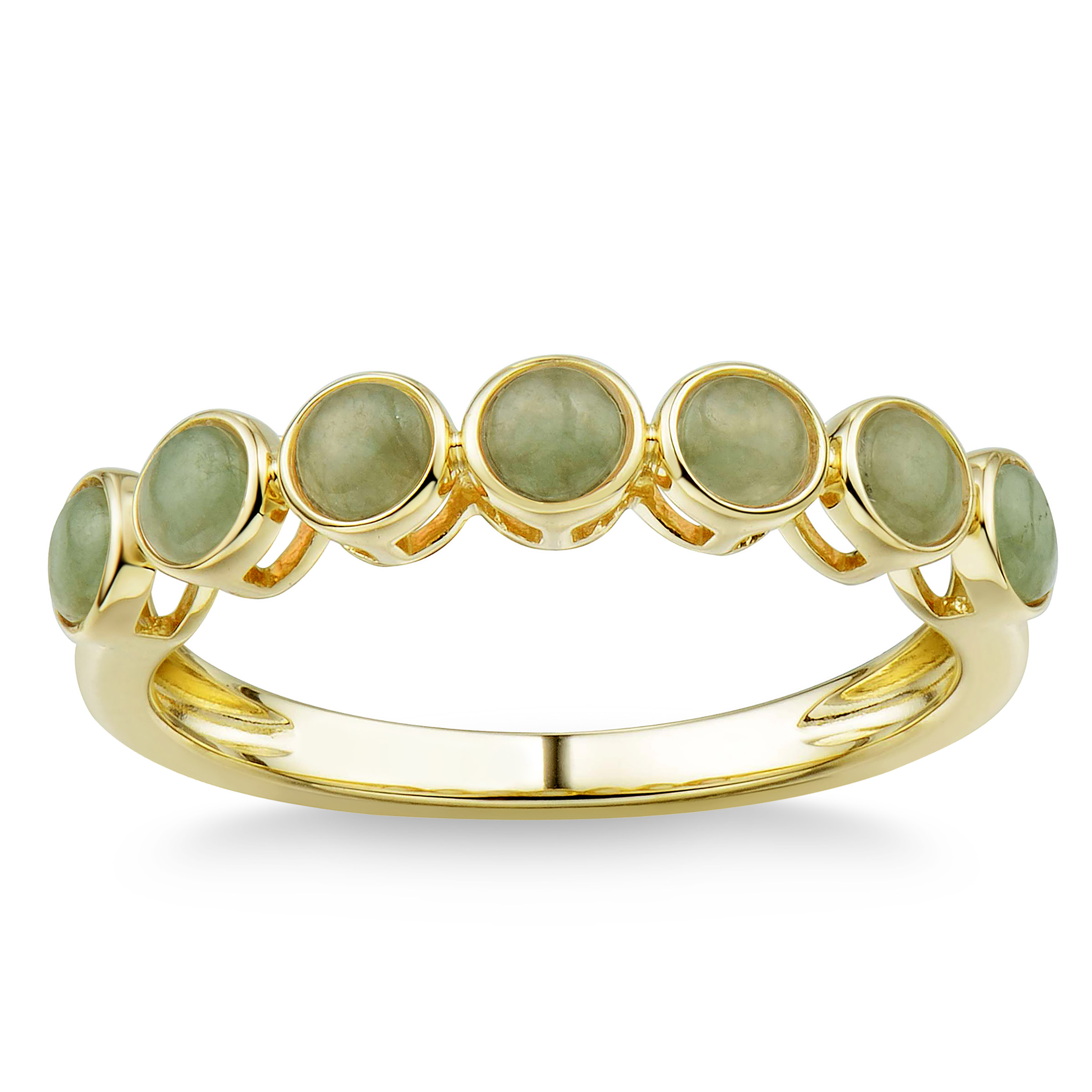 Round Cut Natural Light Green Jade Ring