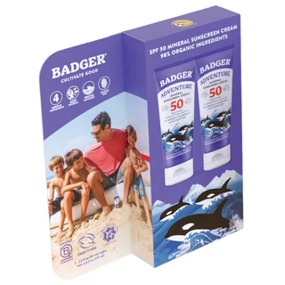 BADGER SPF50 ADVENTURE MINERAL SUNSCREEN 2PK 2.9FLOZ