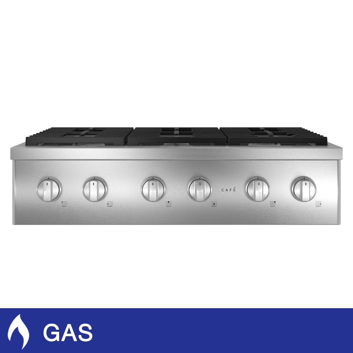 Café 36 in. Stainless Steel Gas Commercial-Style Rangetop with Dishwasher Safe Continuous Cast-iron Grates