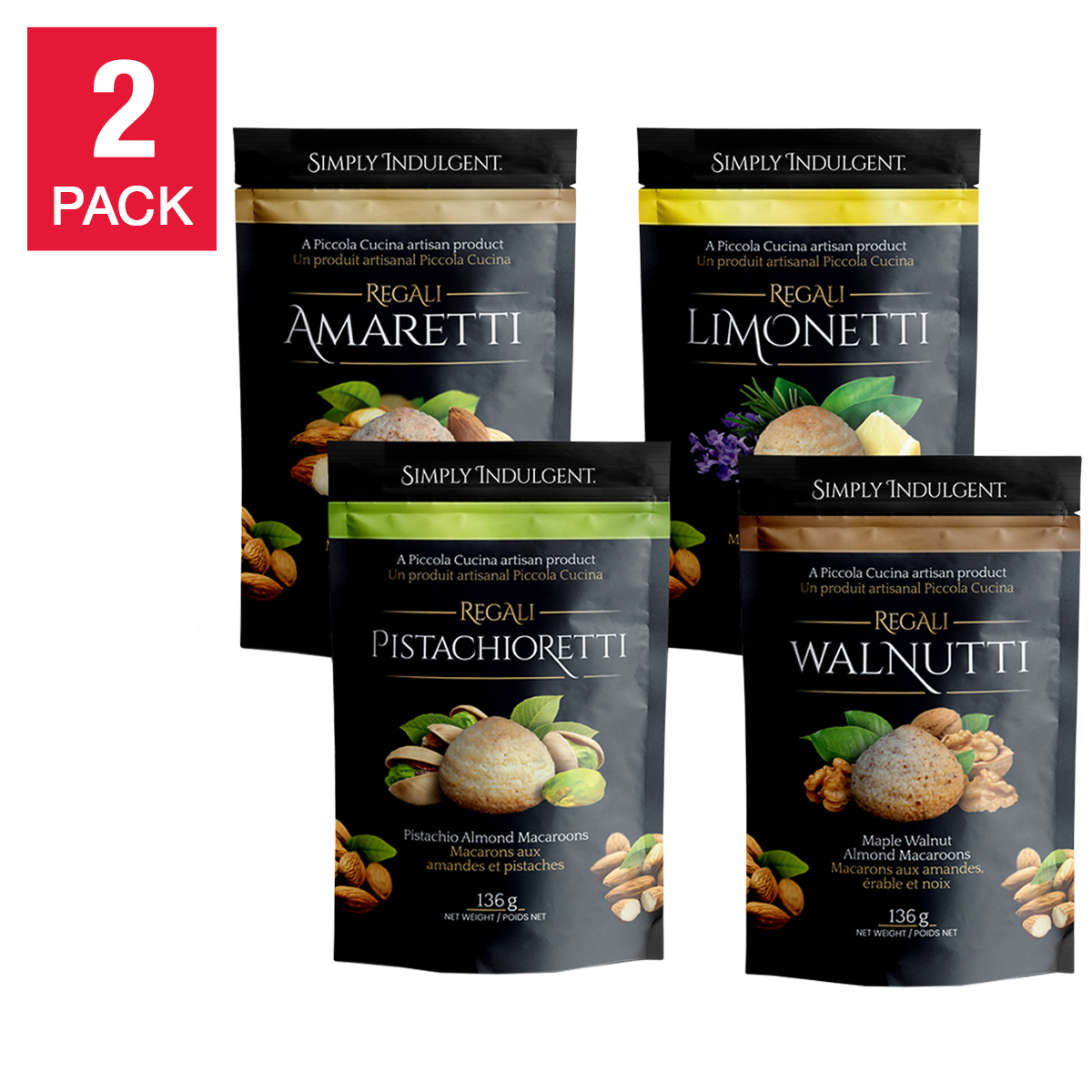 Piccola Cucina Regali Almond Macaroons, 8 × 136 g