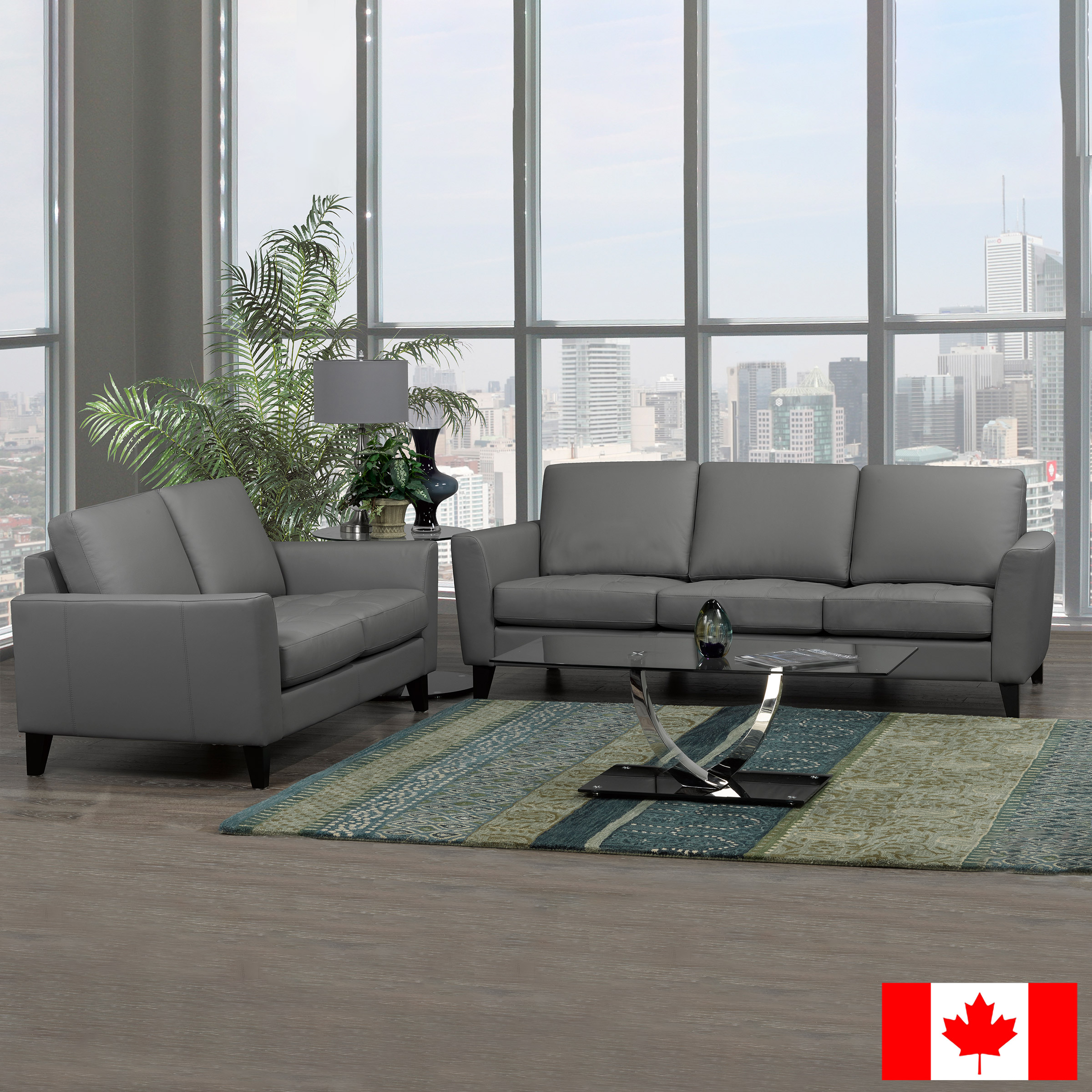 Riviera Top Grain Leather Sofa and Loveseat
