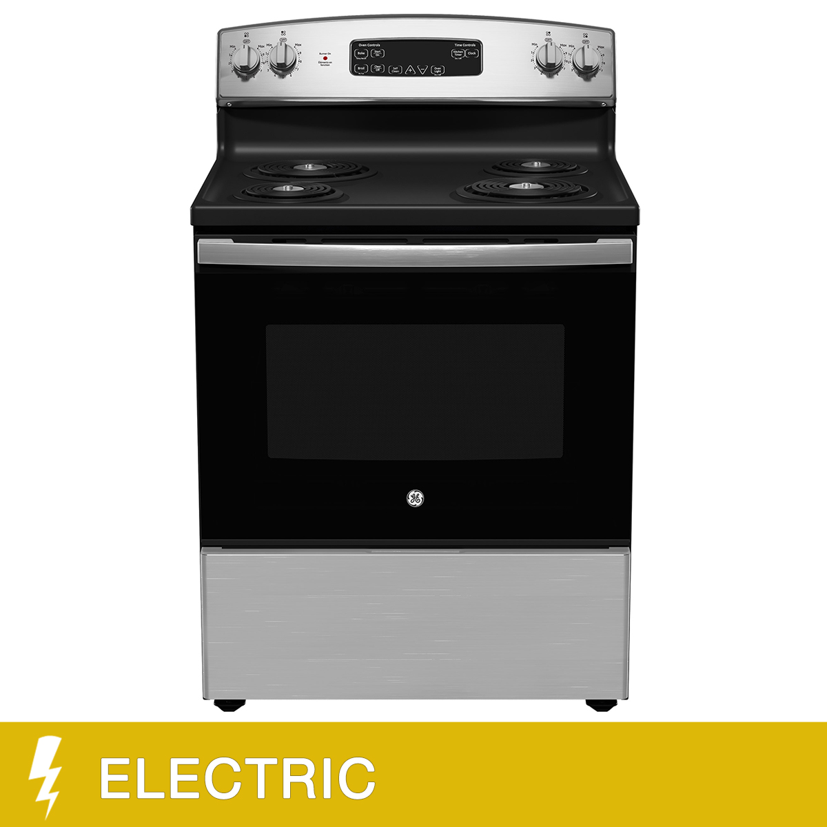 GE 30 in. 5.0 cu ft. Stainless Steel Electric Range with Coil Top Burner