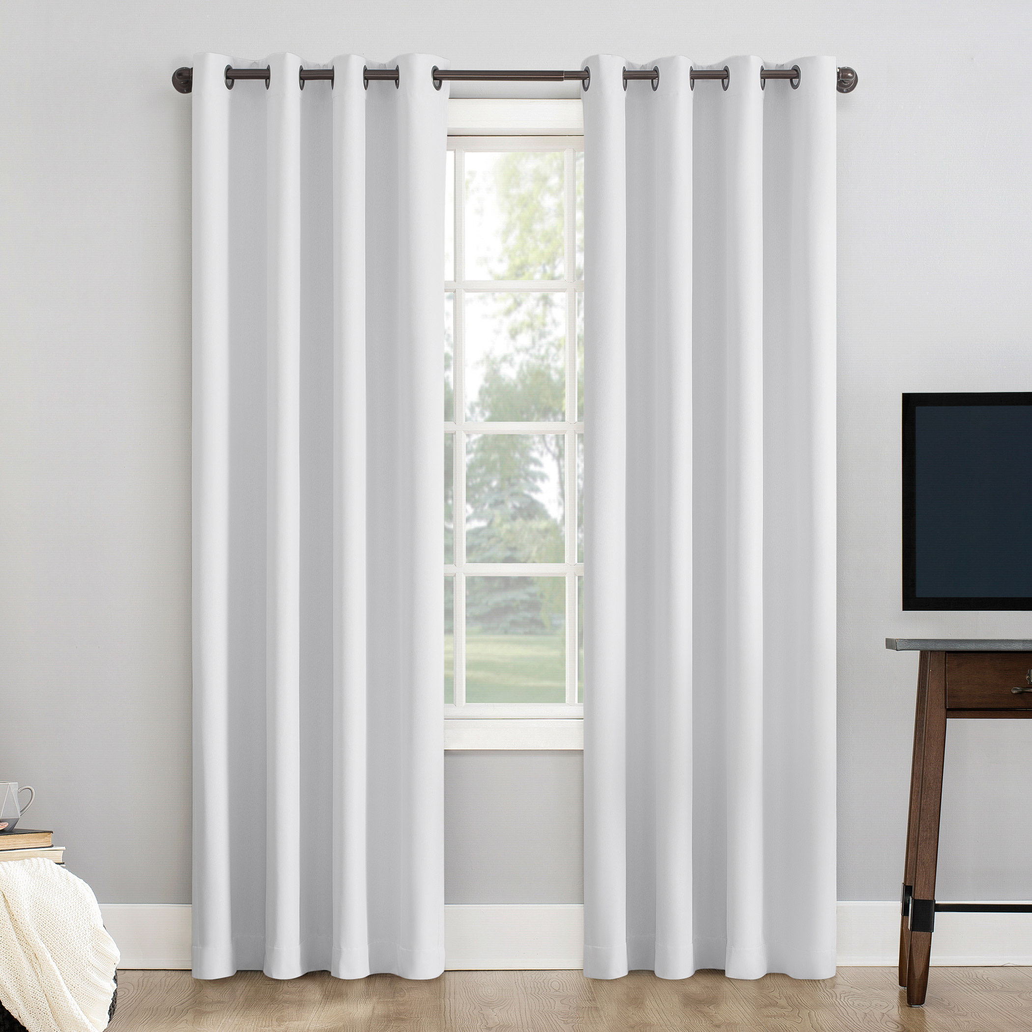 Sun Zero Pratt Tonal Texture Fleece Insulated 100% Blackout Window Curtains  2-pack