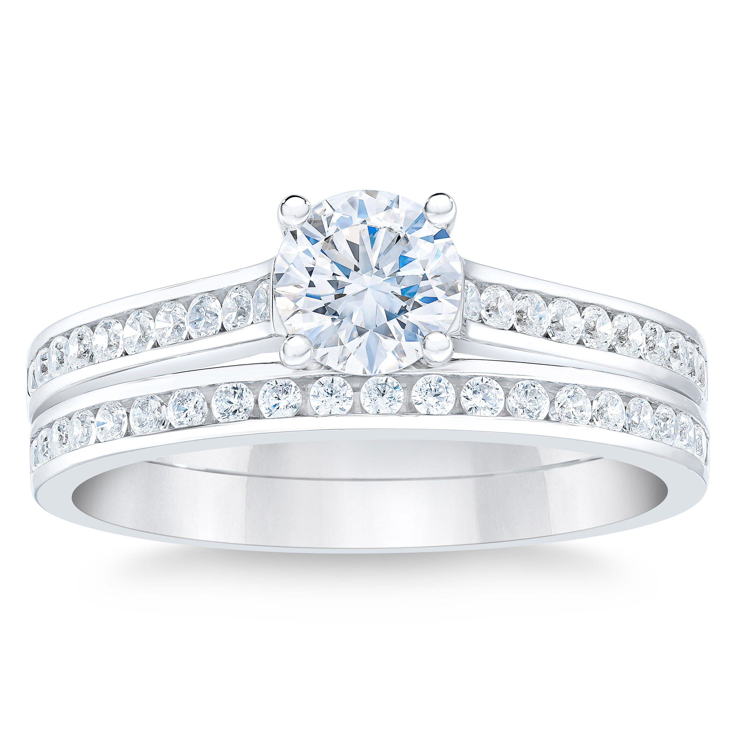 Round Brilliant 1.22 ctw VS2 Clarity  I Color Diamond Platinum Wedding Set