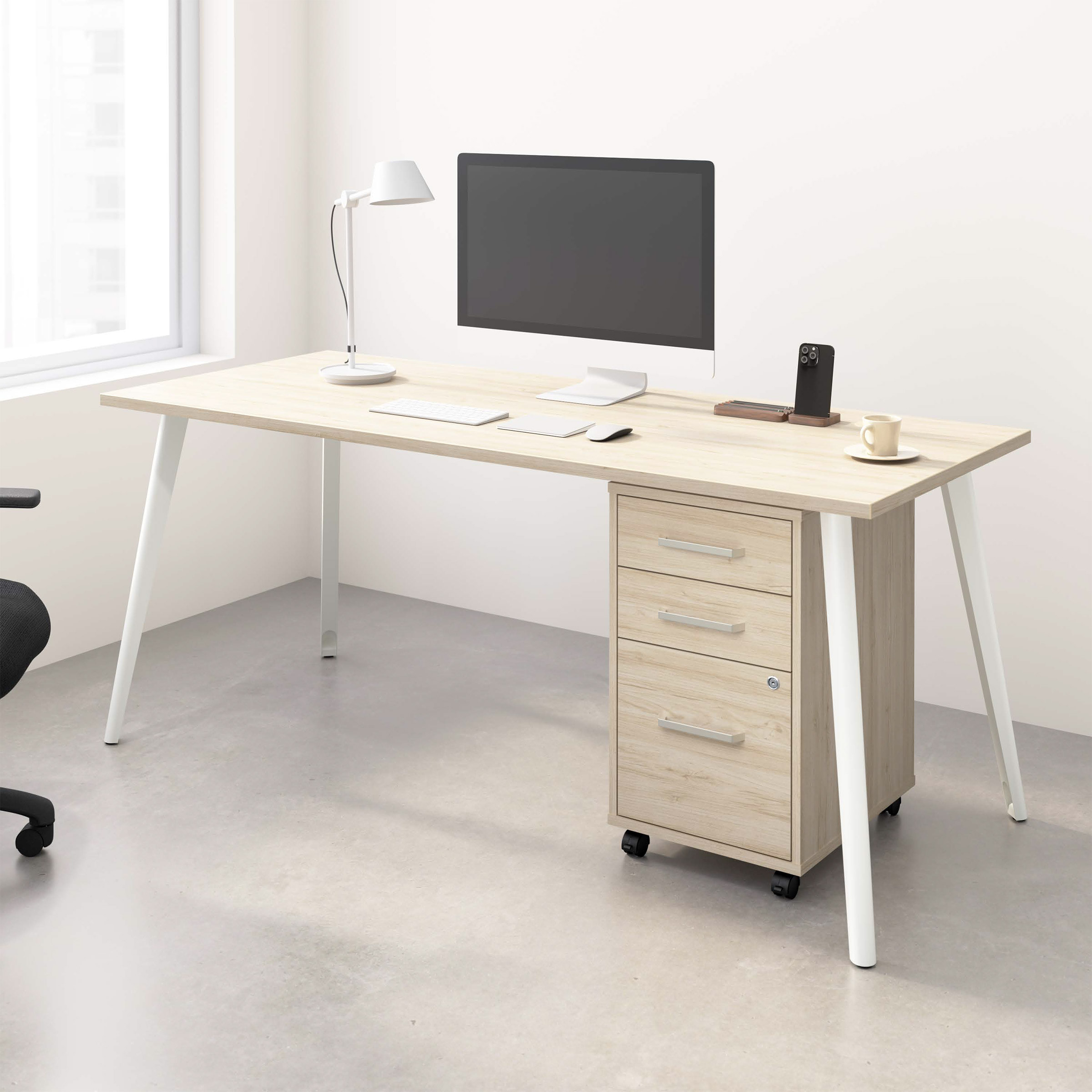 Office Pro Strive 181.34 cm (71 in.) Computer Desk with Mobile File Cabinet