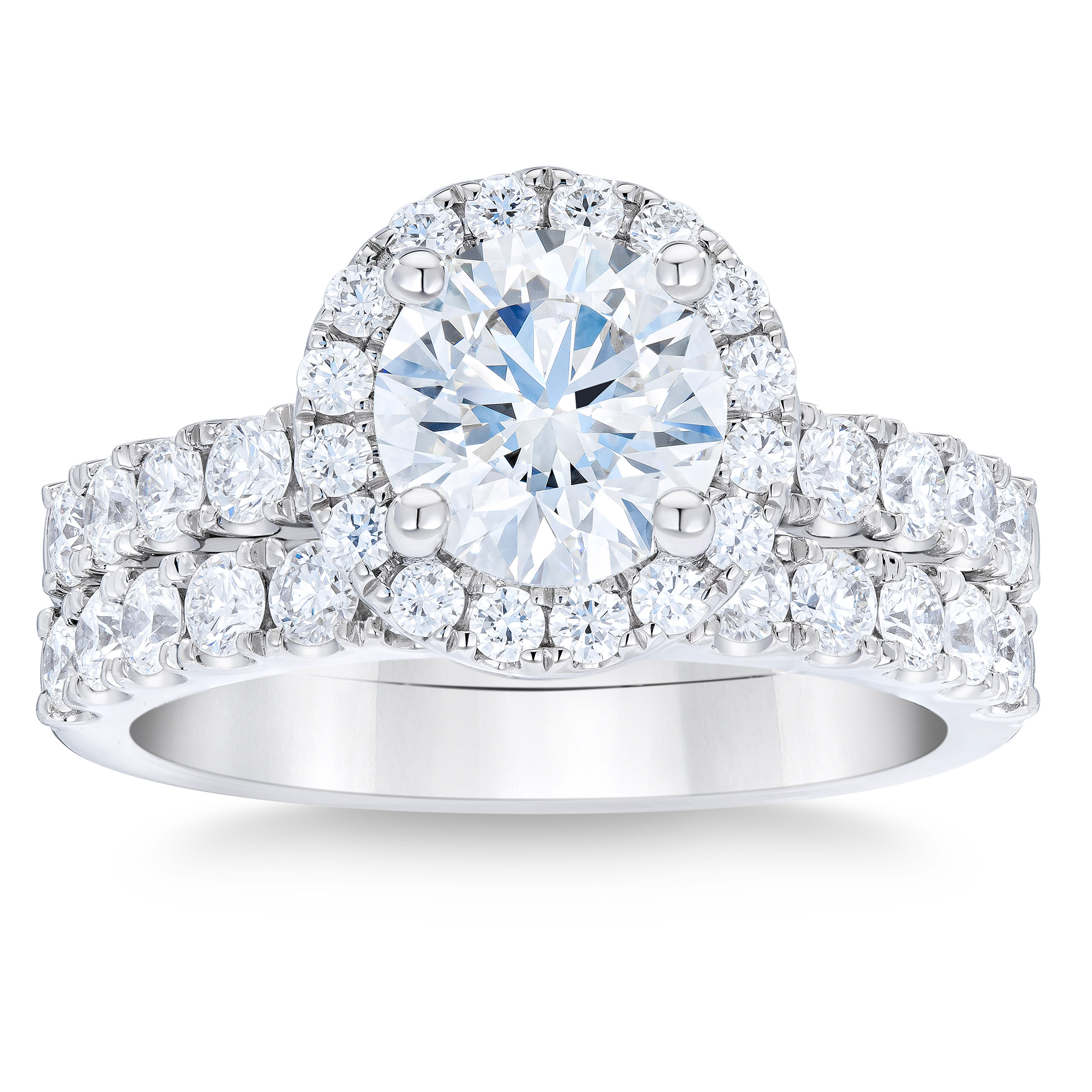 2.91 ctw Round Brilliant Cut, Clarity VS1, Colour H, Diamond Wedding Set