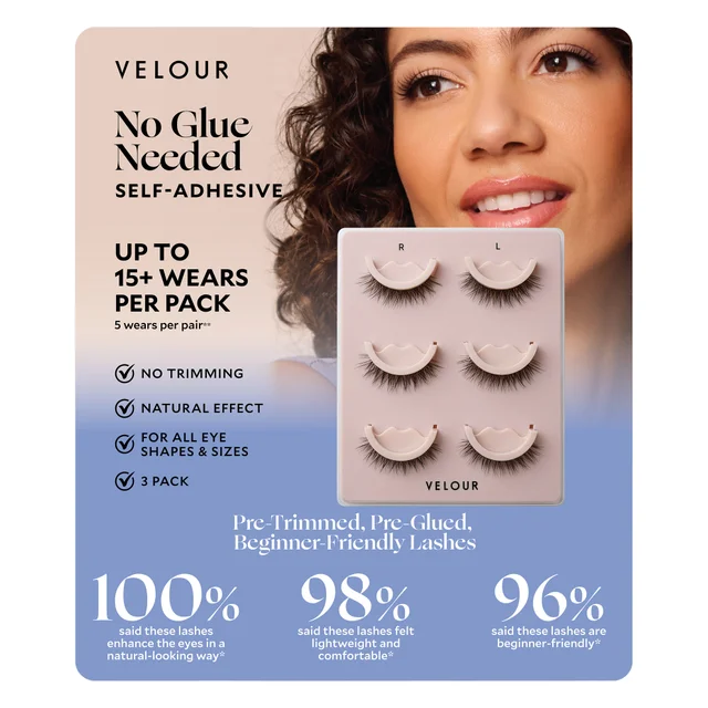 Velour Self-Adhesive, Pre-Trimmed Lashes, 3-pack