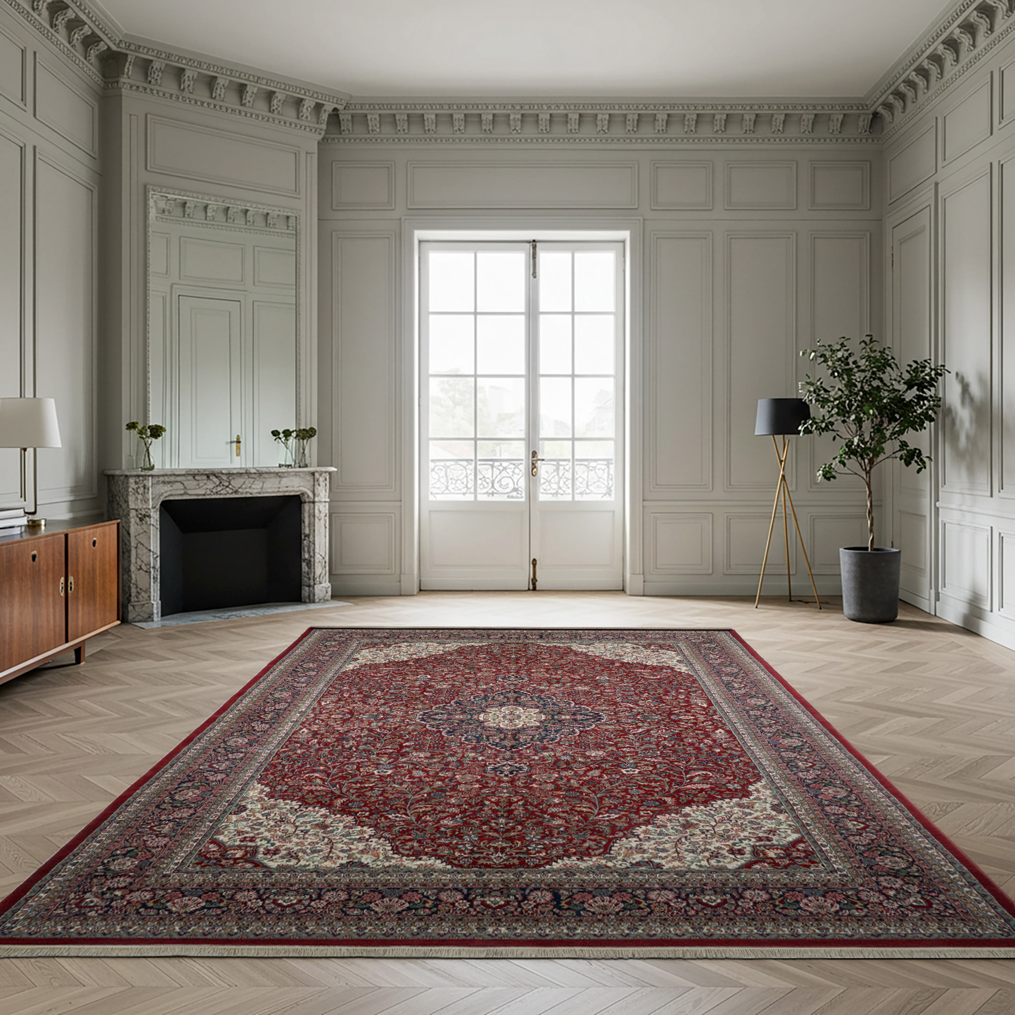 Chatsworth Hand Knotted Rug Collection  Penshurst Medallion Red