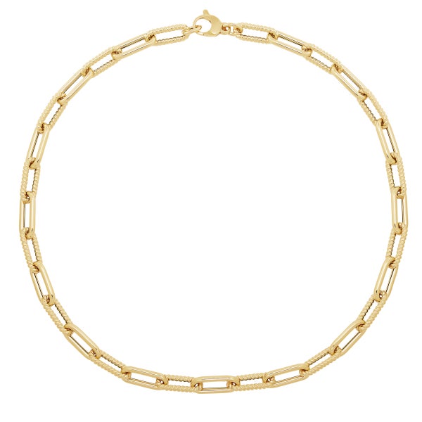 18kt Yellow Gold High Polish & Textured Paperclip Necklace 18kt Yellow Gold High Polish & Textured Paperclip Necklace
