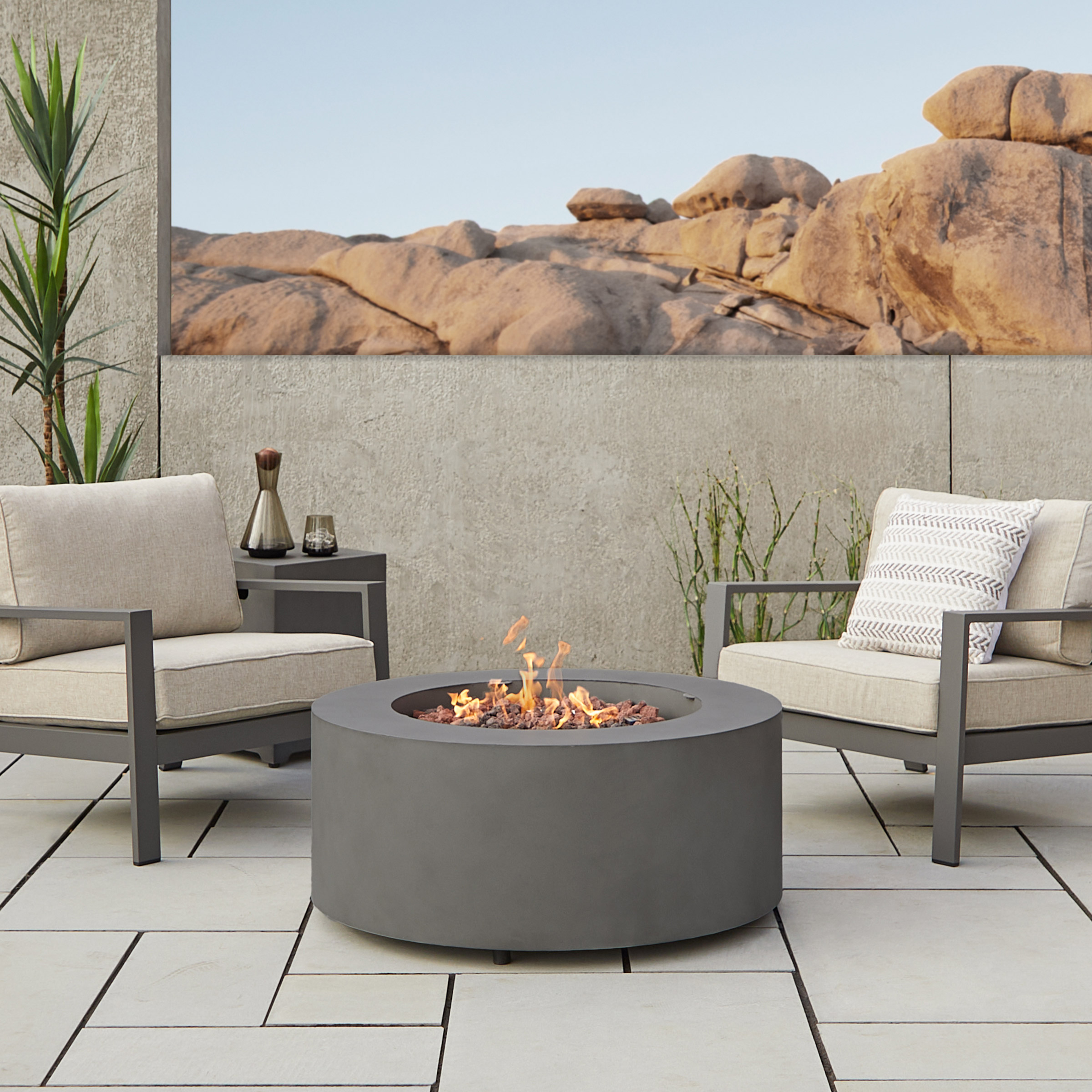 Real Flame Aegean Steel 36 in. Round Fireplace