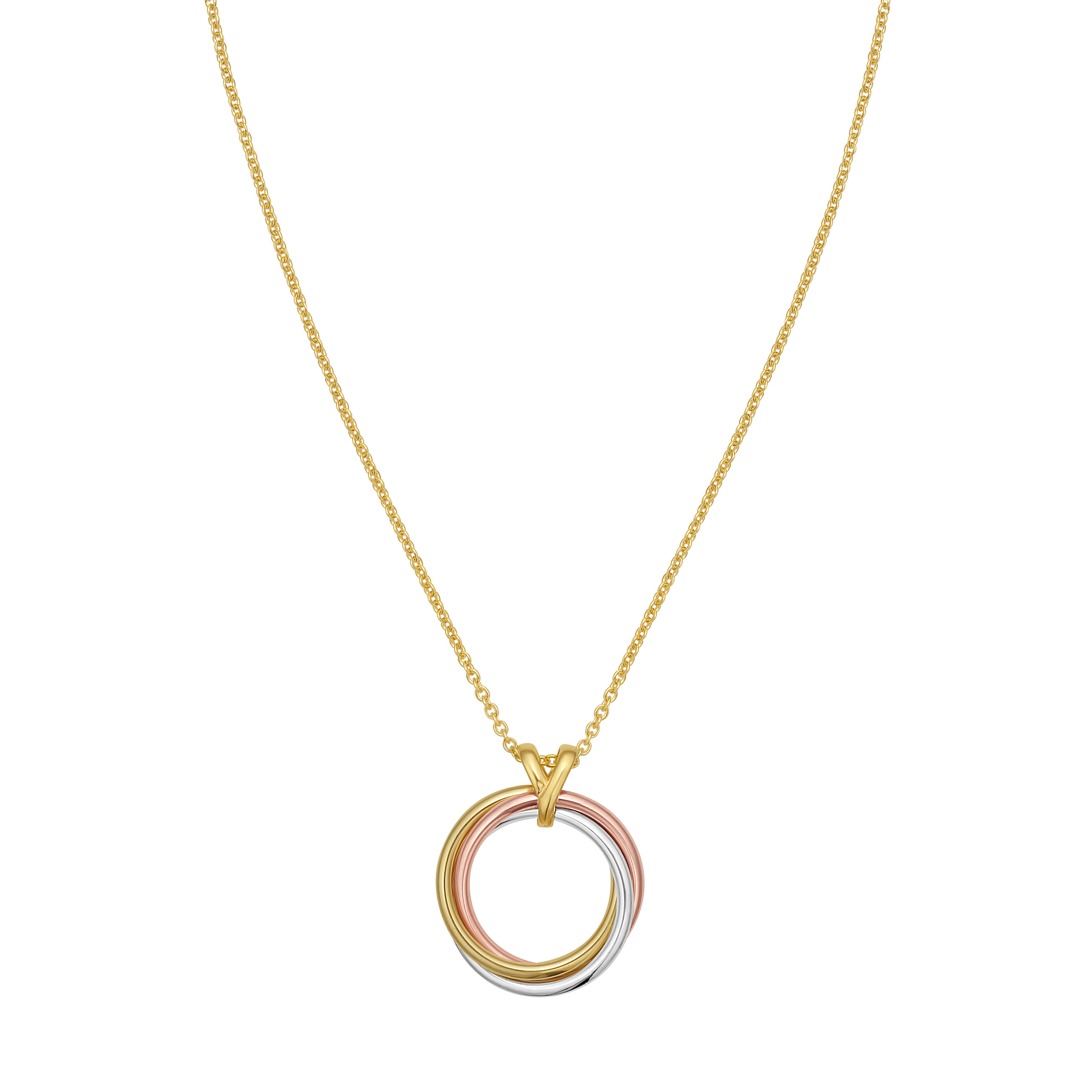 Circle Pendant in Three Tone Gold