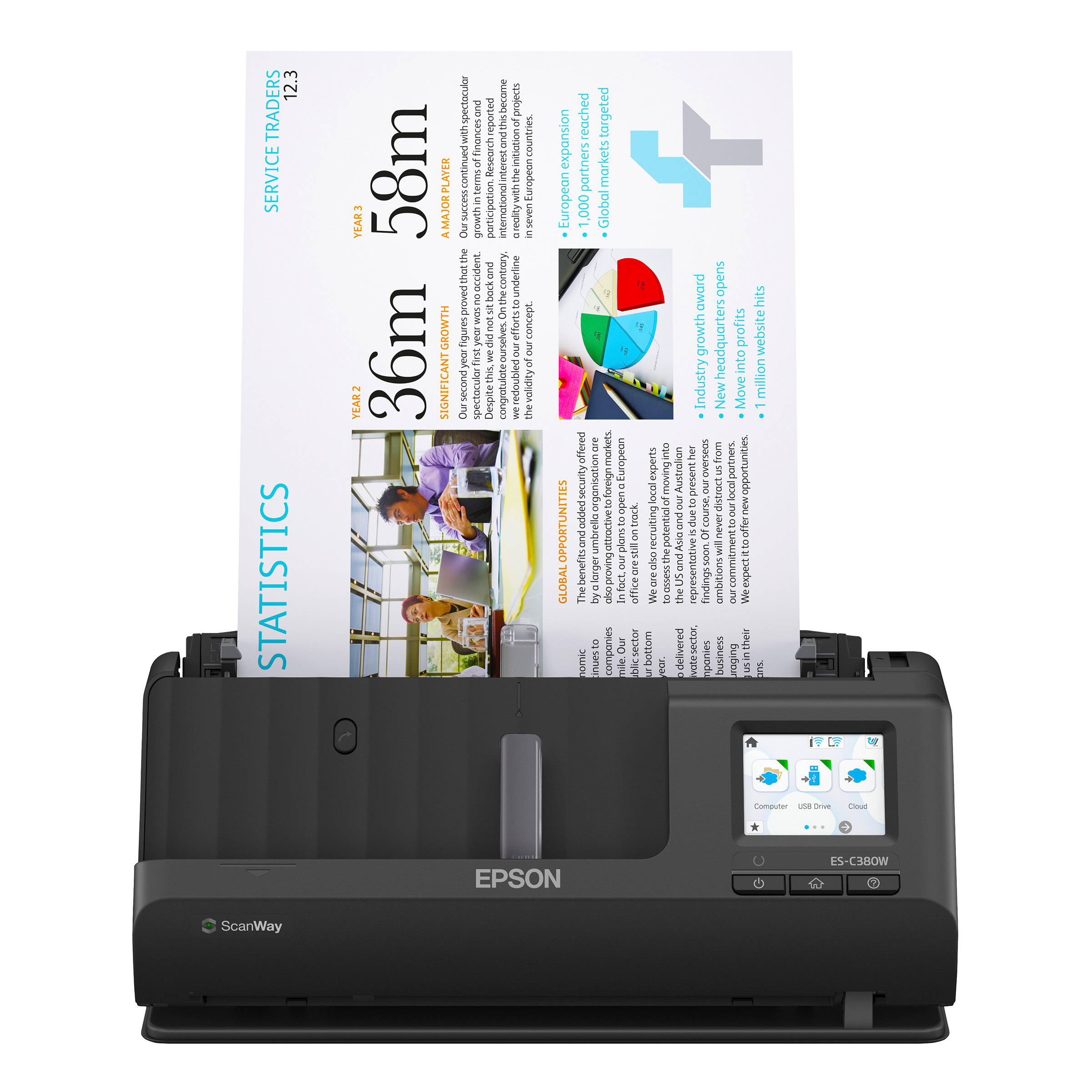 Epson WorkForce ES-C380W Wireless Compact Desktop Document Scanner