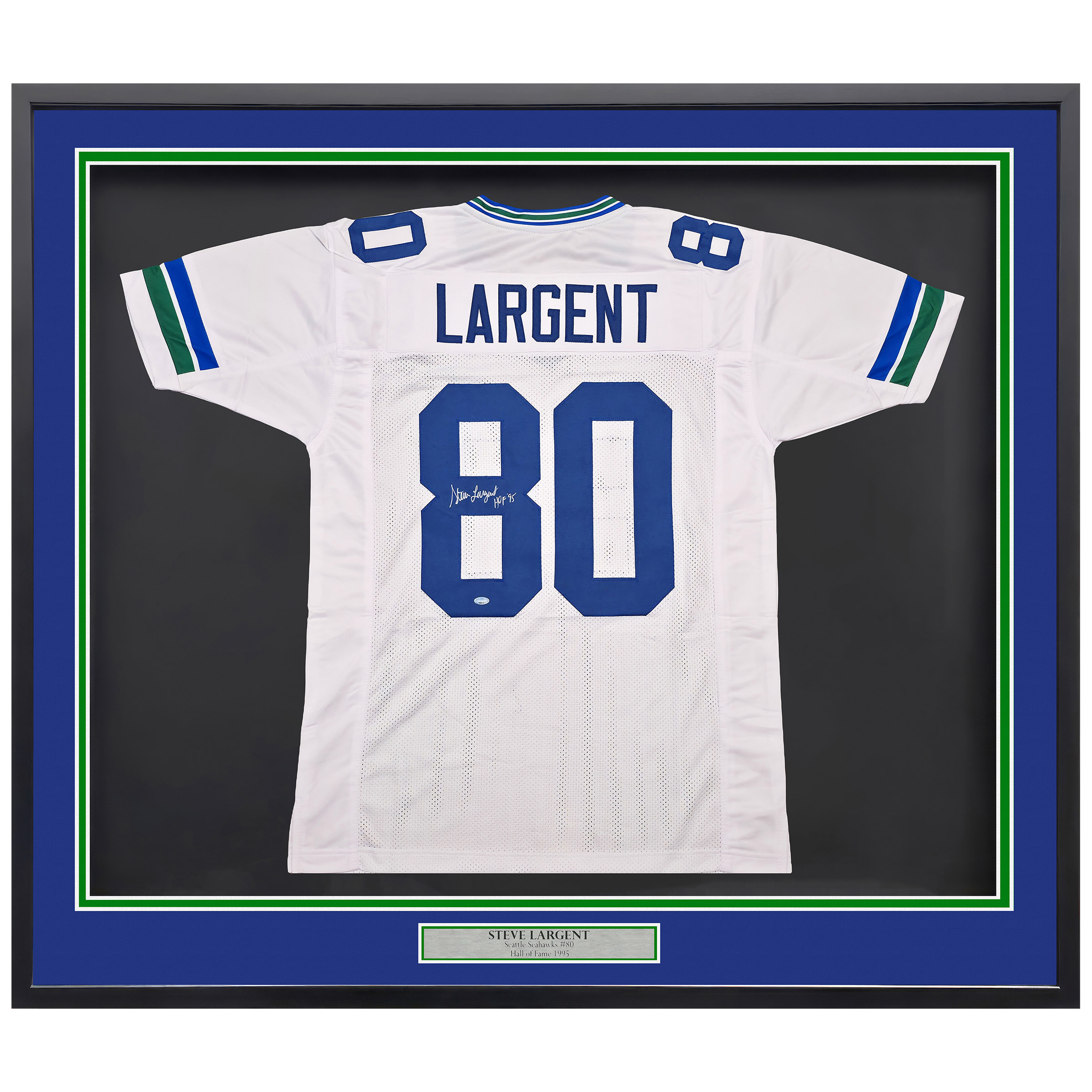 Seattle Seahawks Steve Largent Autographed Framed White Jersey "HOF 95" - MCS Authenticated