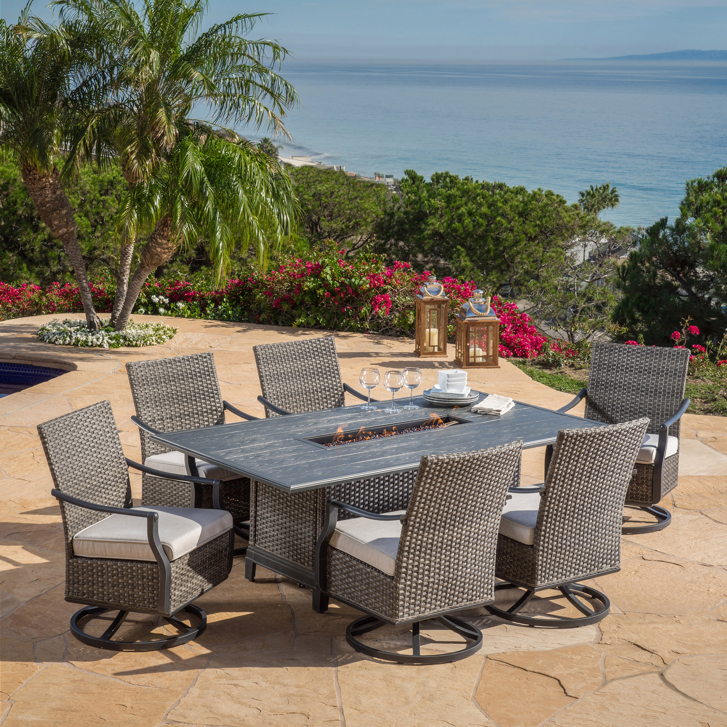 SunVilla Lago Brisa 7-piece Fire Outdoor Dining Set
