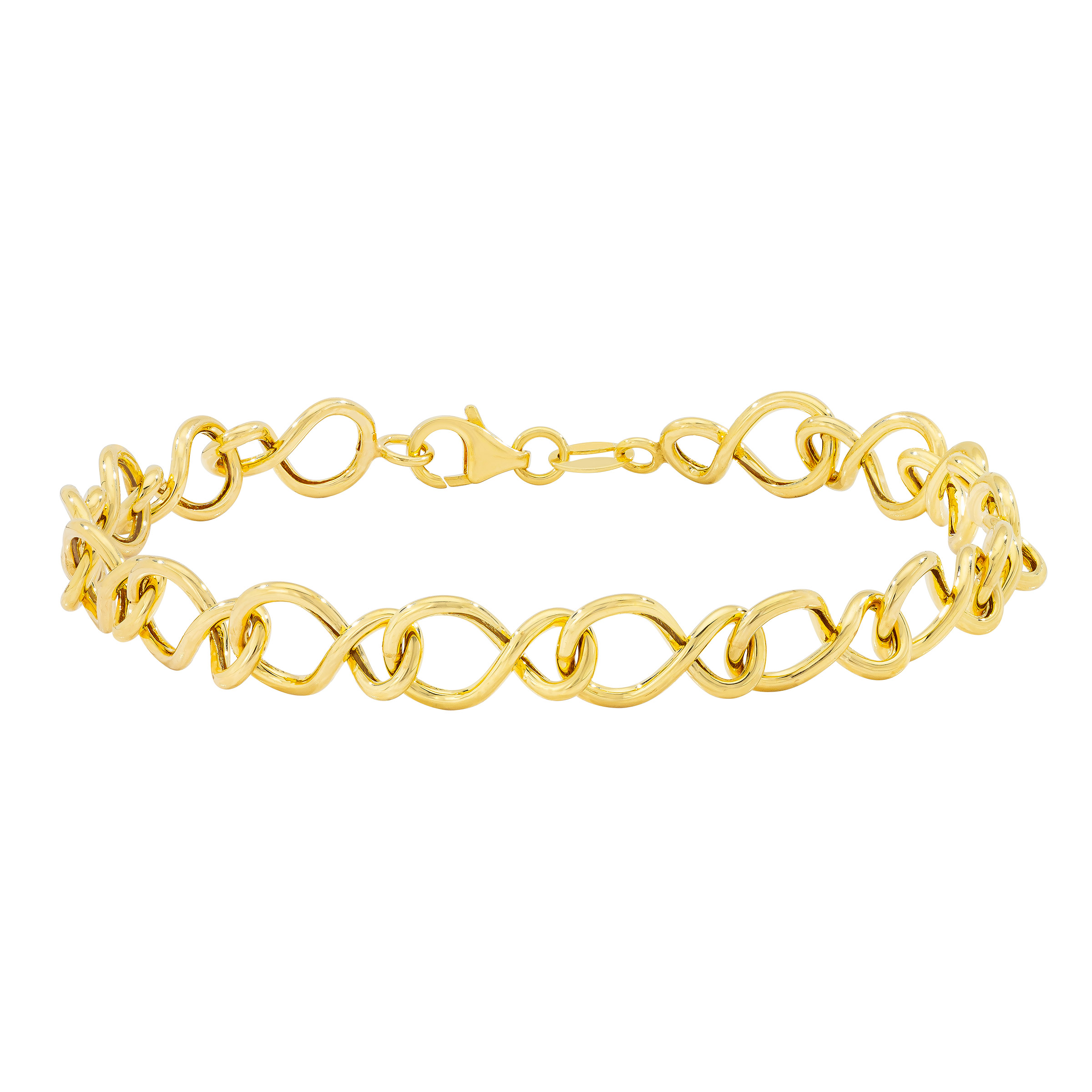 High Polish Infinity Link Bracelet in Yellow Gold