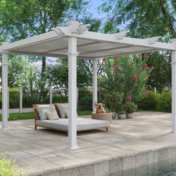 Vita Brandenburg Louvered Vinyl Pergola | Costco Vita Brandenburg Louvered Vinyl Pergola | Costco