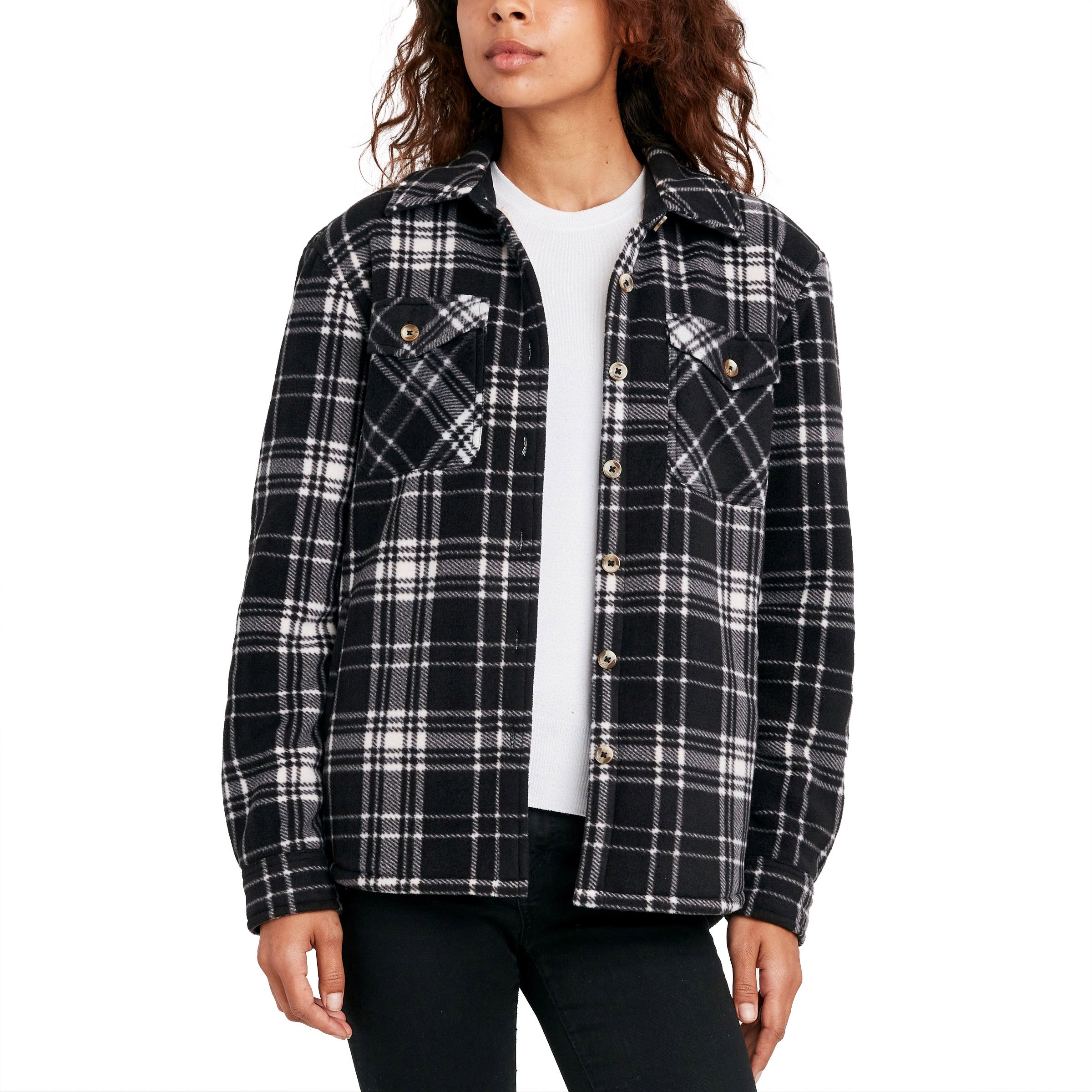 ジャケット・アウター check frill shirt blouson FEKETE Trellis Hooded Pocket Wool Blend Check Shacket | Disturbia - Shop