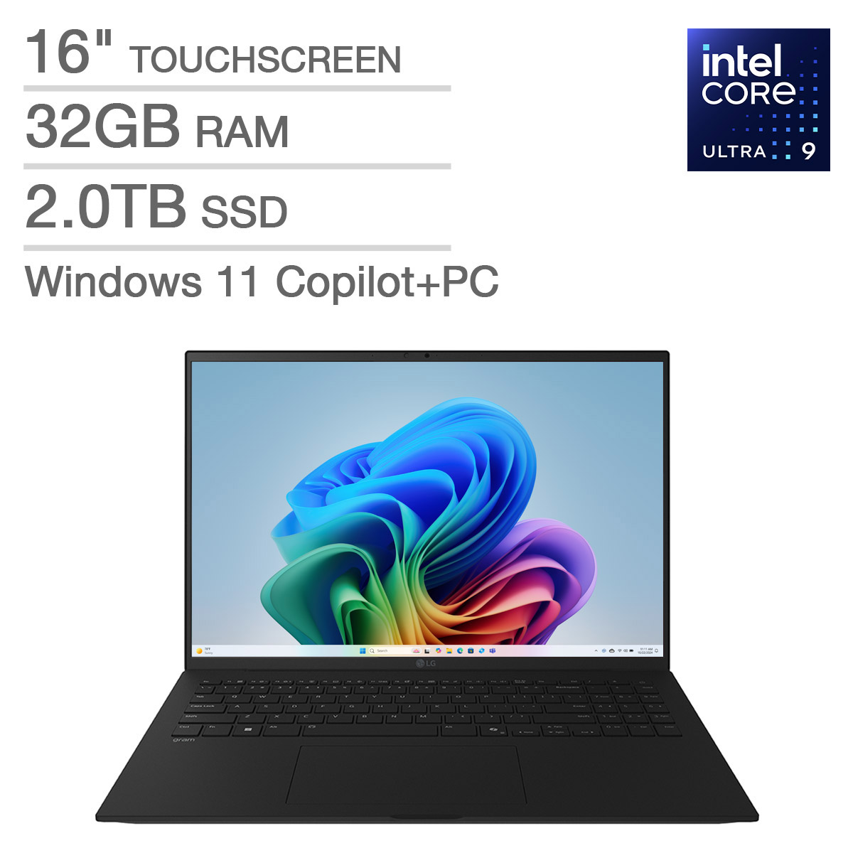LG gram 16" Copilot+ PC  Thin and Lightweight Laptop  Windows 11 Home  Intel Evo Edition - Intel Core Ultra 9  32GB RAM 