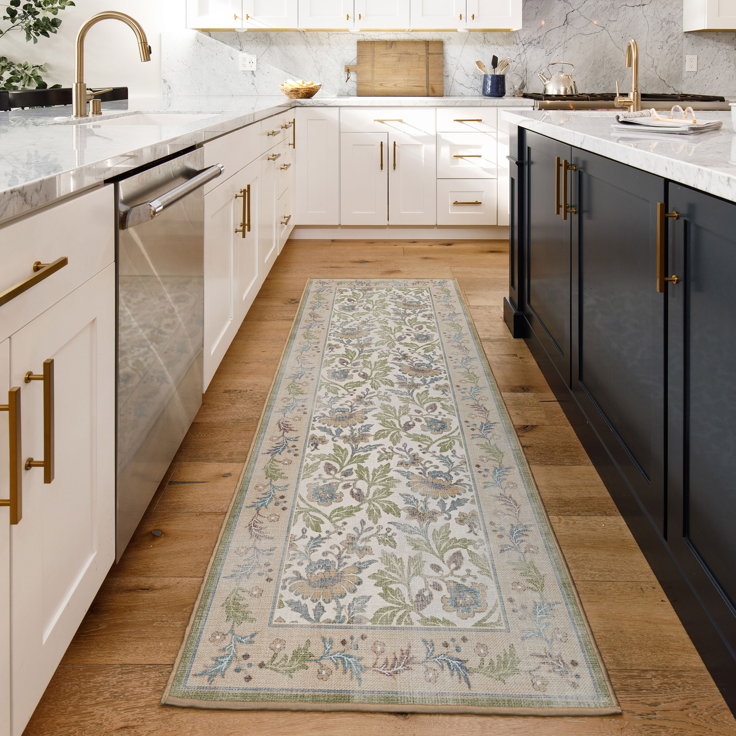 Ruggable Flatwoven Washable Maribel Runner Rug, 2'6" x 7' - Green