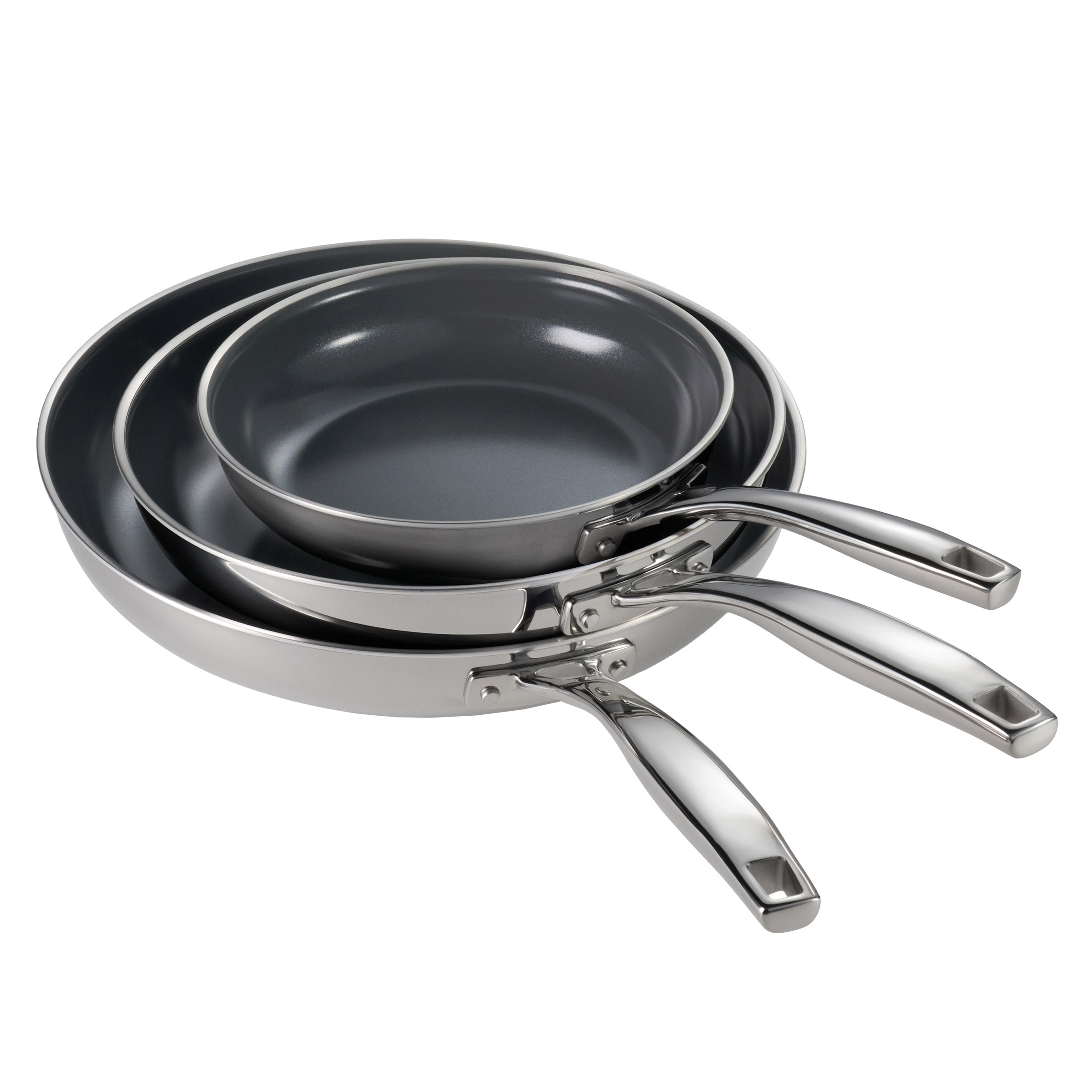 Tramontina Stainless Steel with Ceramic Non-stick Skillet Set, 3-piece