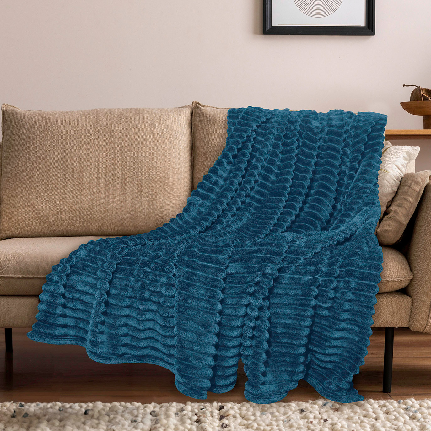 Wide Ribbed Flannel Blanket