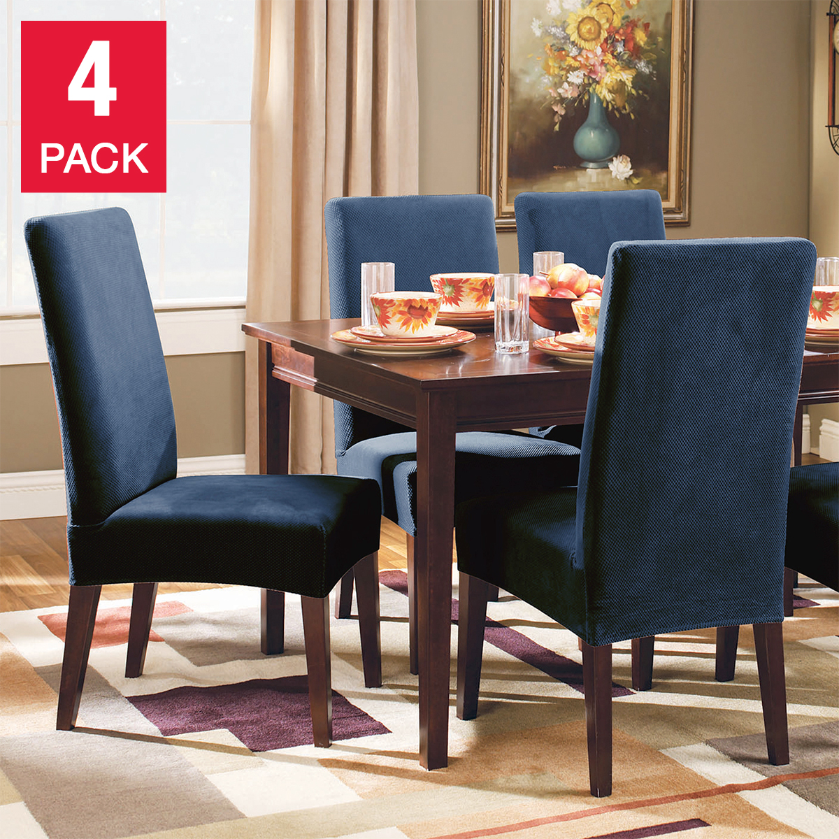 SureFit Stretch Piqué Dining Chair Covers, 4-pack
