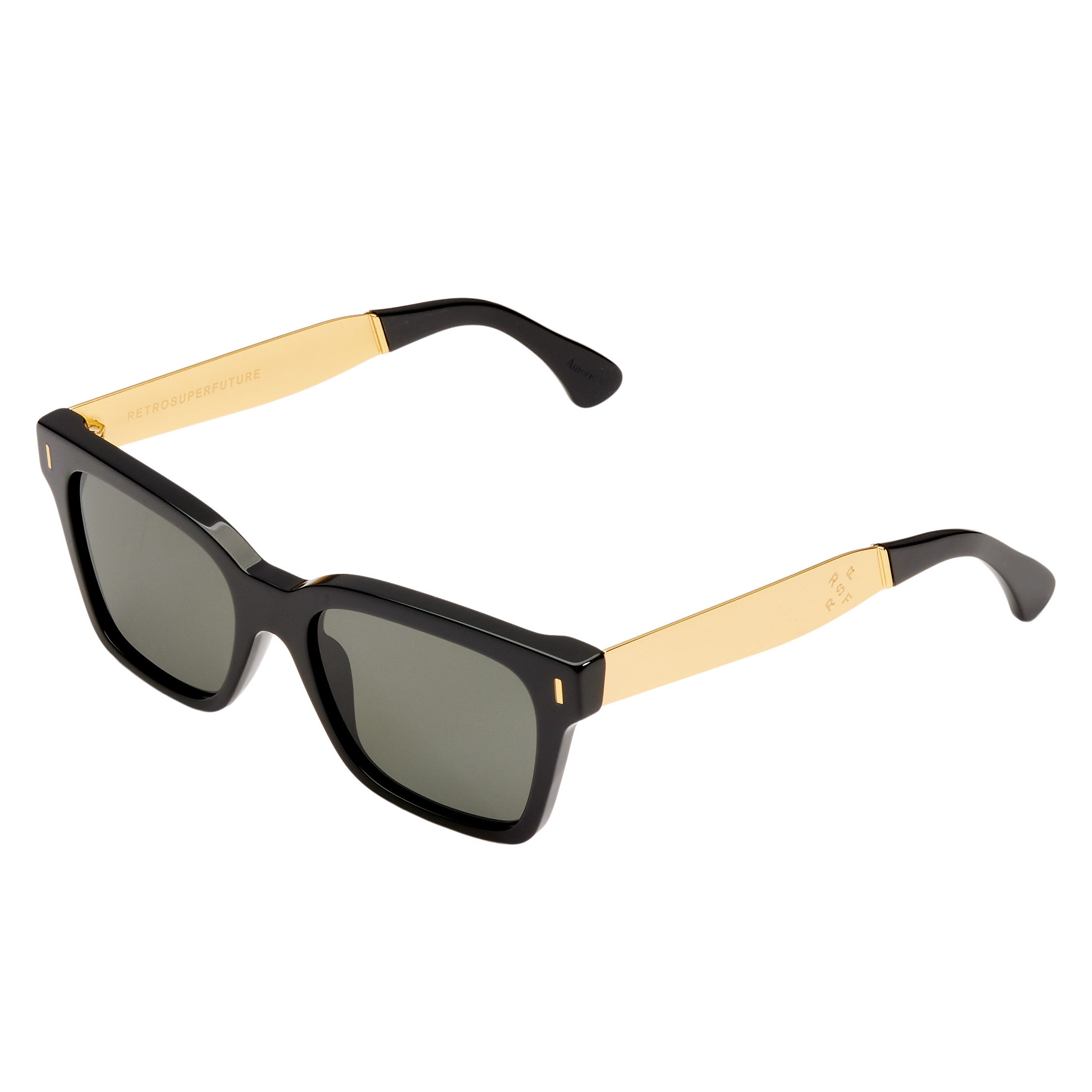 Chico\'s Black Aviator Sunglasses with Gold Accents Scarface Black Acetate – Vintage Frames Company main image 2