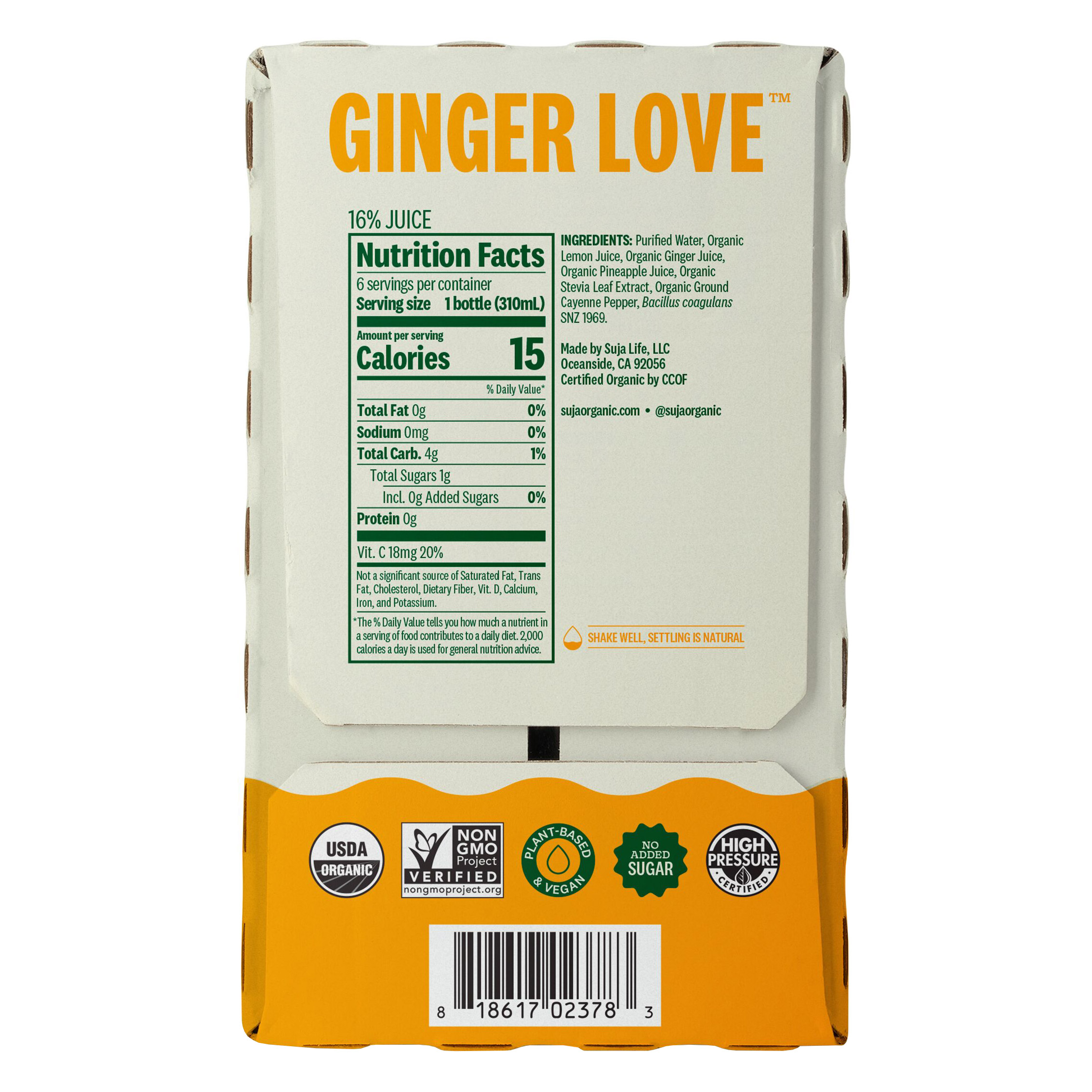 Suja Organic Ginger Love Cold Pressed, 10.5 oz, 6-count | Costco