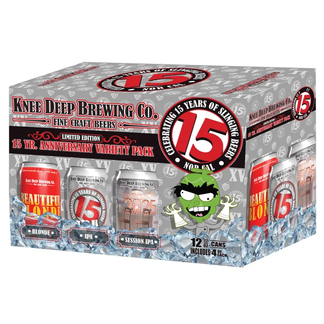 KNEE DEEP BREWING 15 YR ANNIVERSARY VTY AUBURN,CA 12/12OZ CANS