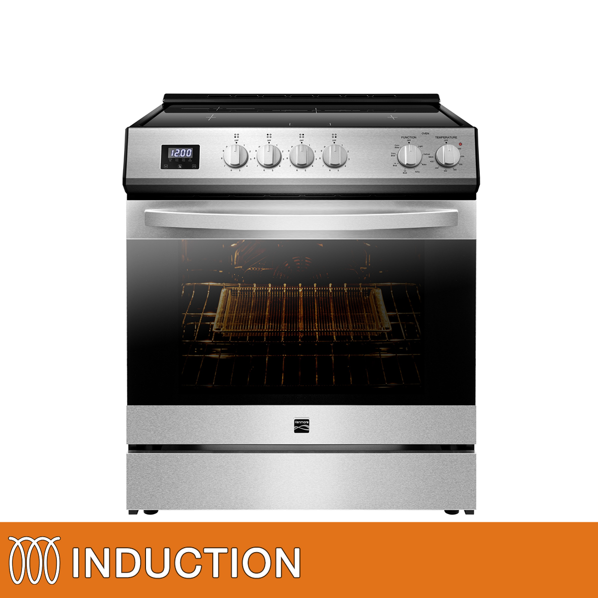 Kenmore 30 in. 5 cu ft. Induction Stainless Steel Front-Control 4 Element True Convection Range with Air Fry