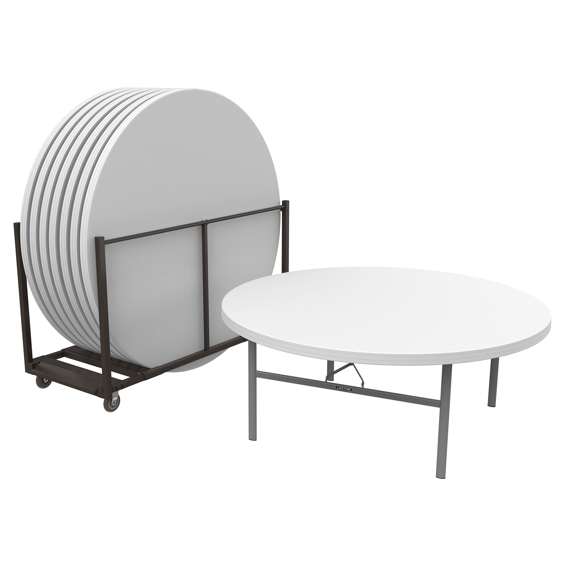 Lifetime Commercial 182.9 cm (72 in.) 8 Round Tables with 1 Table Cart