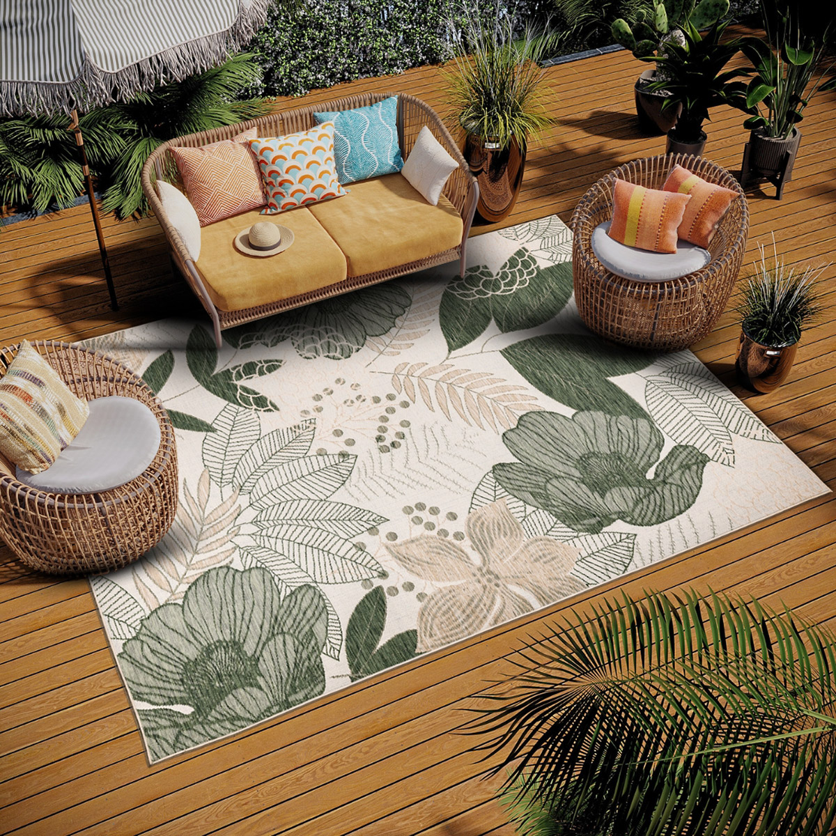 Viana Amalfi Collection Floral Indoor/Outdoor Area Rug | Costco