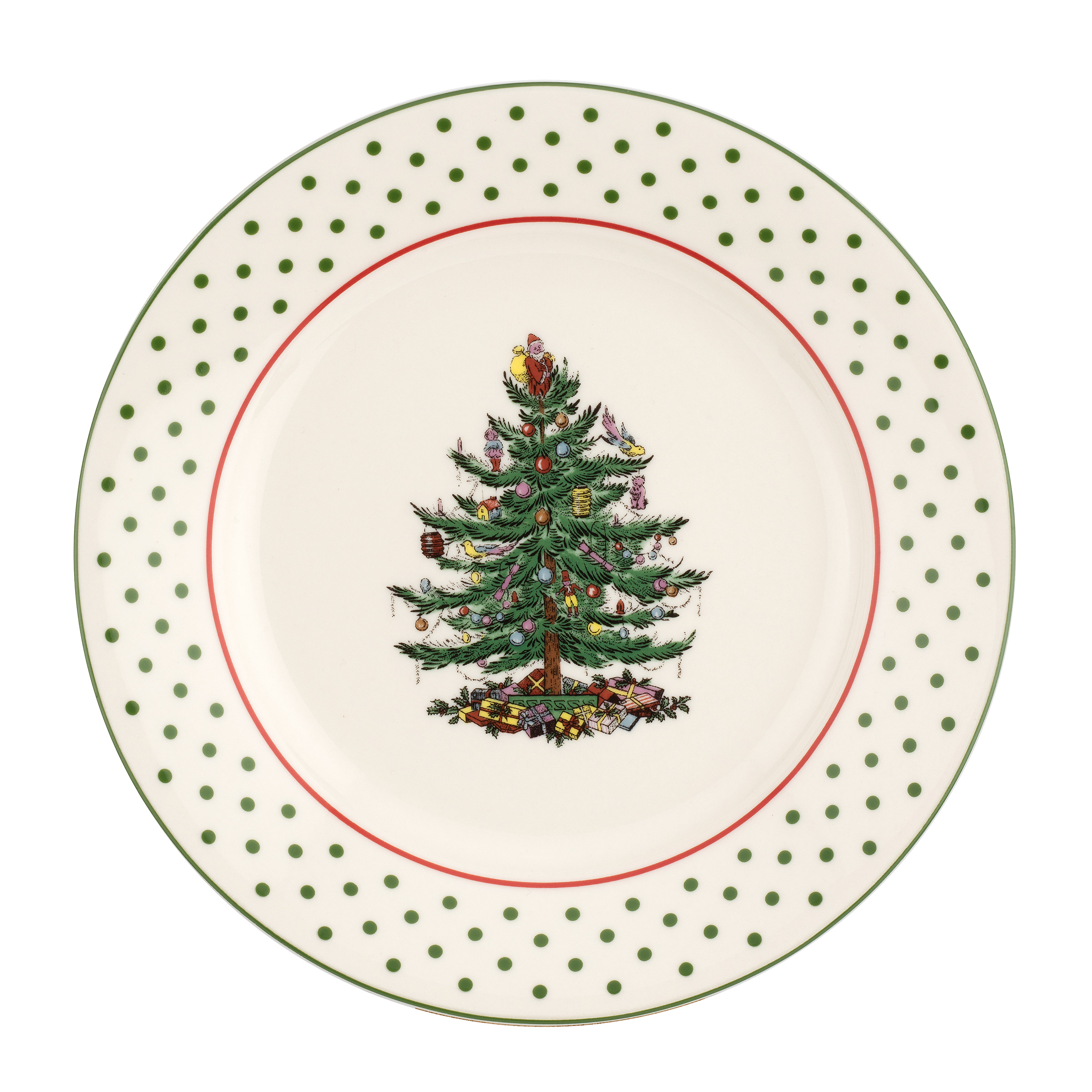 Spode Christmas Tree Collection, Polka Dot - Dessert Plates, 4-pieces