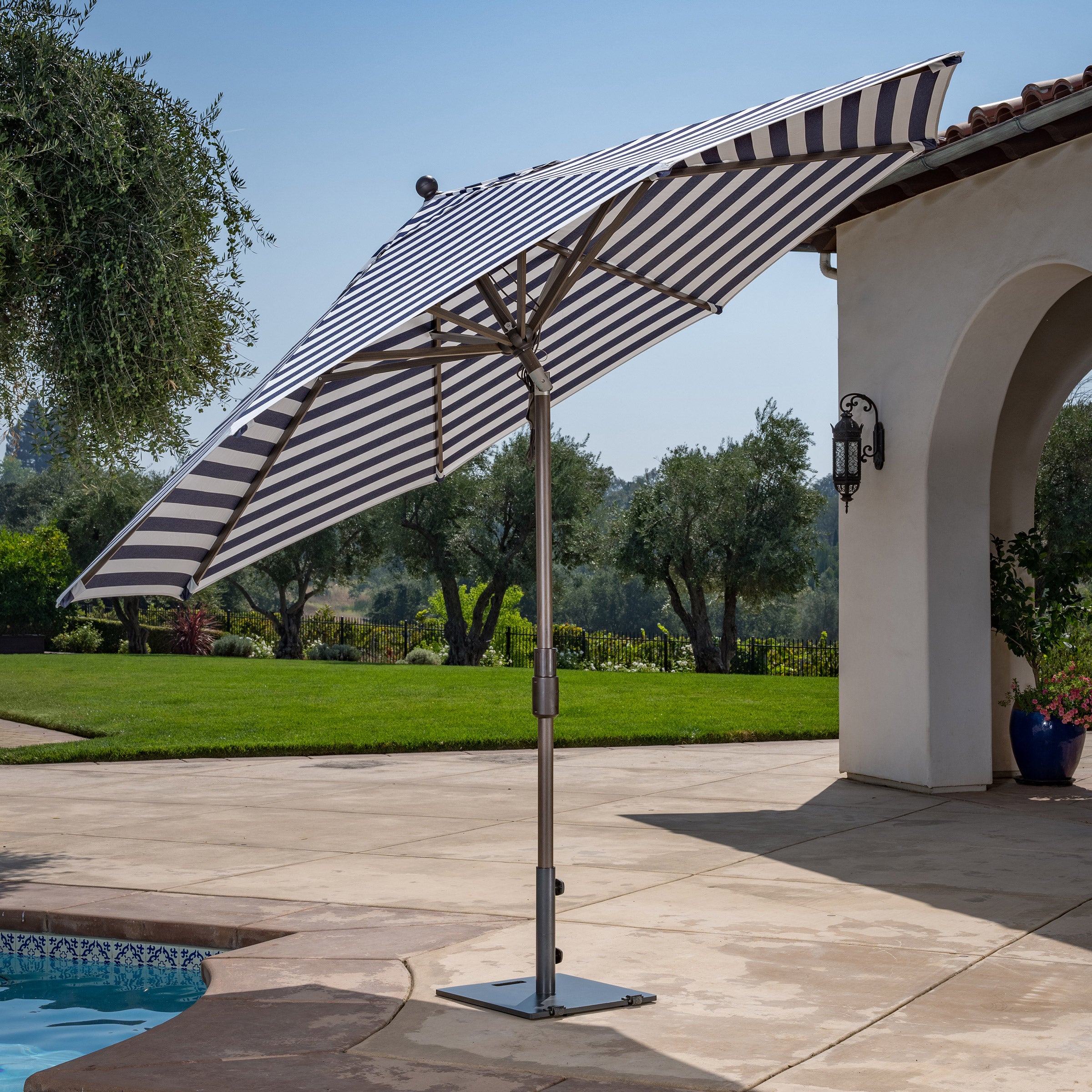 SunVilla 11' Round Cabana Stripe Aluminum Market Umbrella