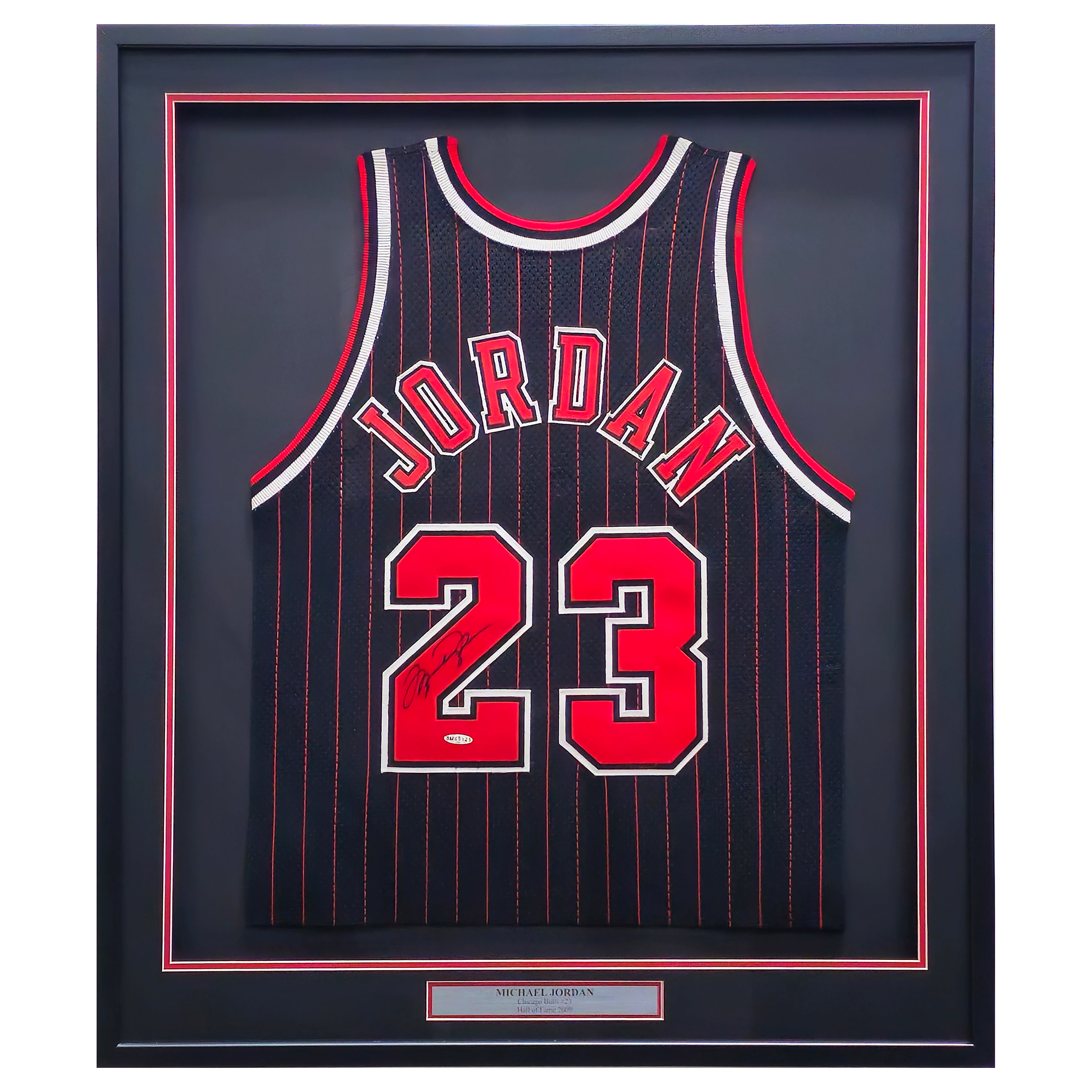 Michael Jordan Autographed Framed Black and Red Champion